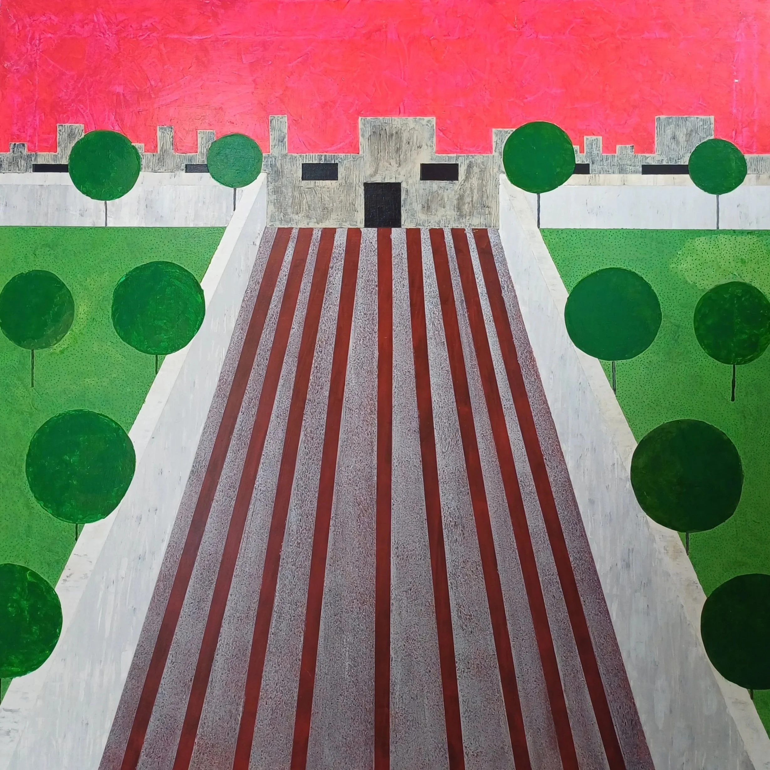 "Forladt Parade" 2025, (100X100) - akryl på lærred