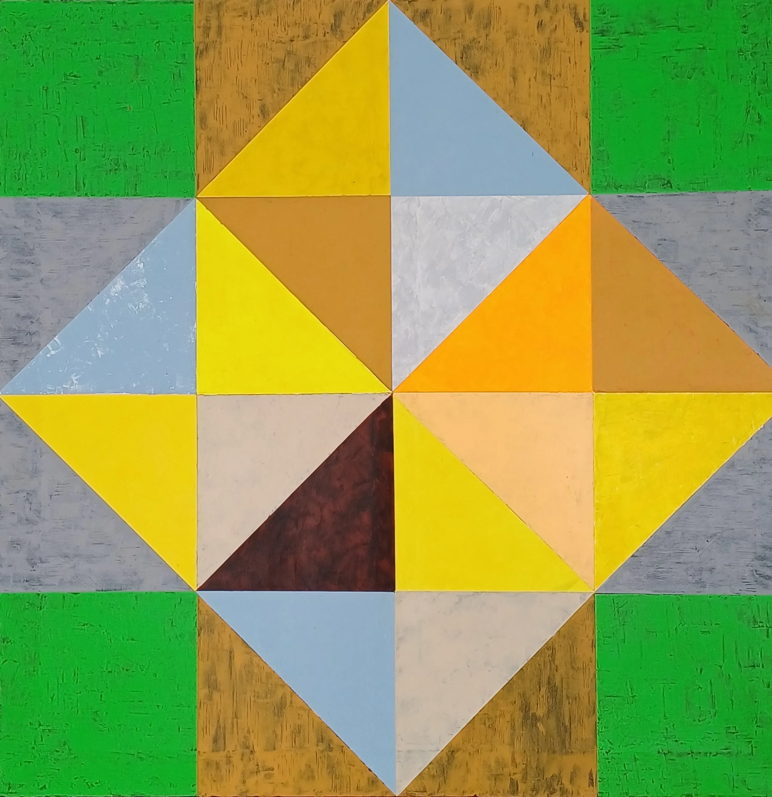 "4 houses" 2026, (100X100) Akryl på lærred