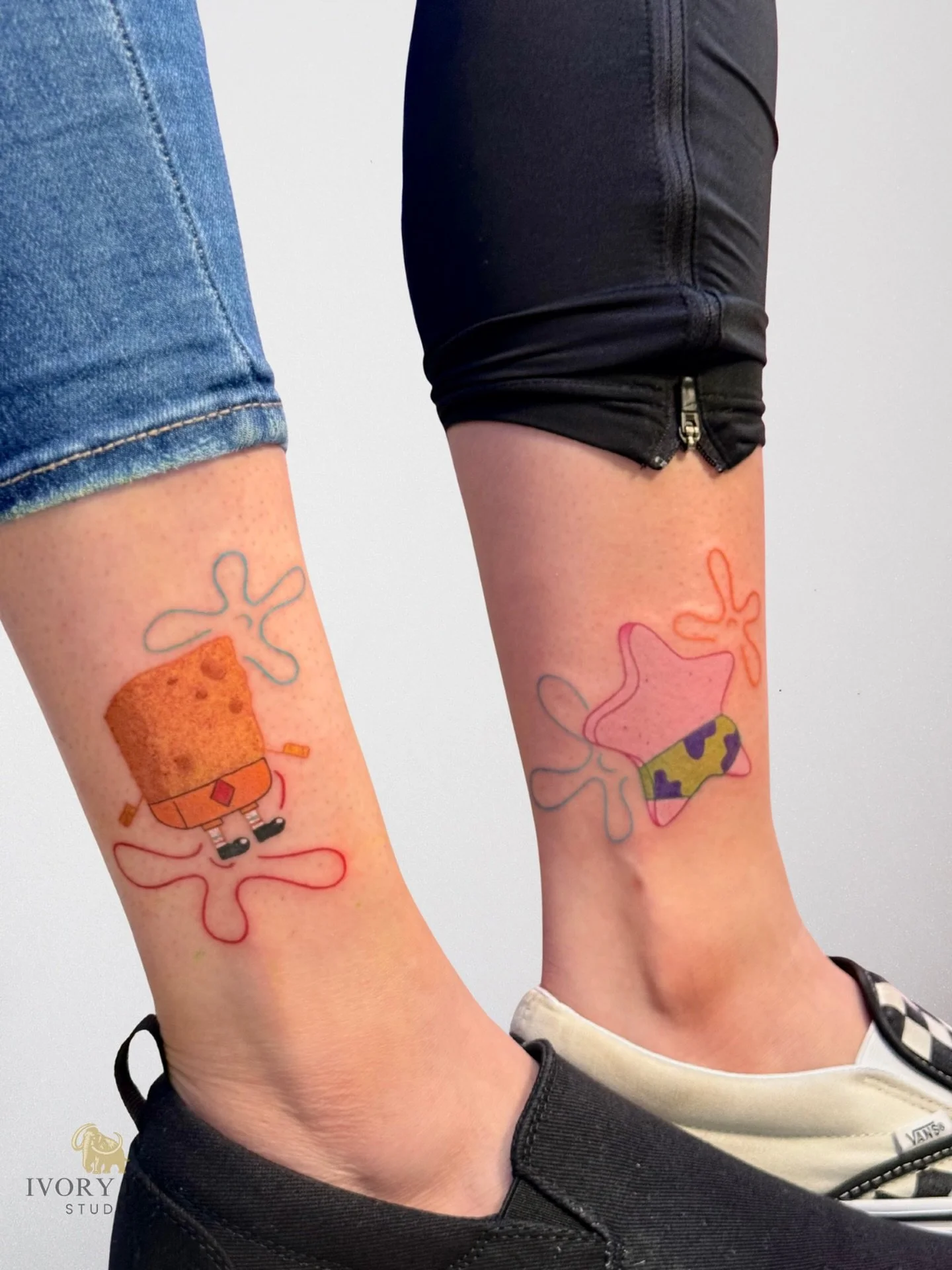 SpongeBob and Patrick 🧽 ⭐️ 
&bull;
&bull;
&bull;
#spongebobtattoos #spongebobtattoo #patricktattoo
#kissimmeetattooartist #orlandotattooartist
#kissimmeetattoos #orlandotattoo #femaletattooartist
#colortattooartist