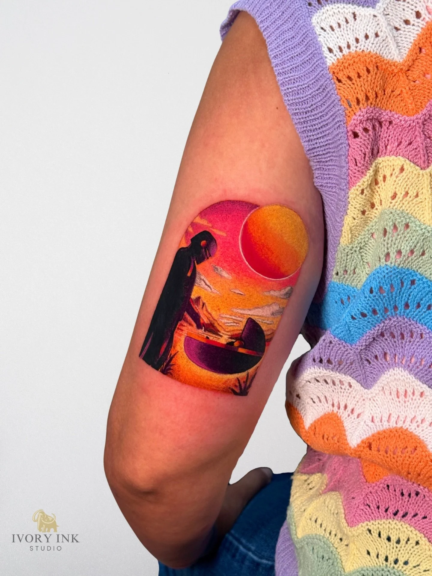 This is the way 🌌✨

DM for a quote 💌
&bull;
&bull;
&bull;
#kissimmeetattooartist #orlandotattooartist #orlandotattoostudio #mandaloriantattoo #grogutattoo