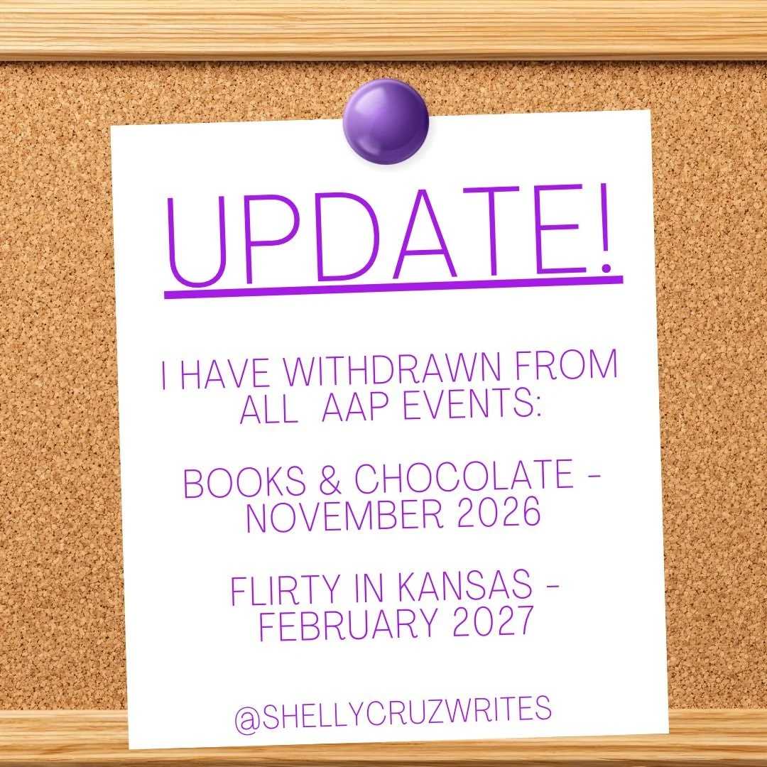 Due to an event organizer&rsquo;s recent video voicing her anti-immigrant stance, I&rsquo;ve been forced to withdraw as a signing author of Books and Chocolate in November 2026 and Flirty in Kansas in February 2027. As a proud Latina and daughter of 