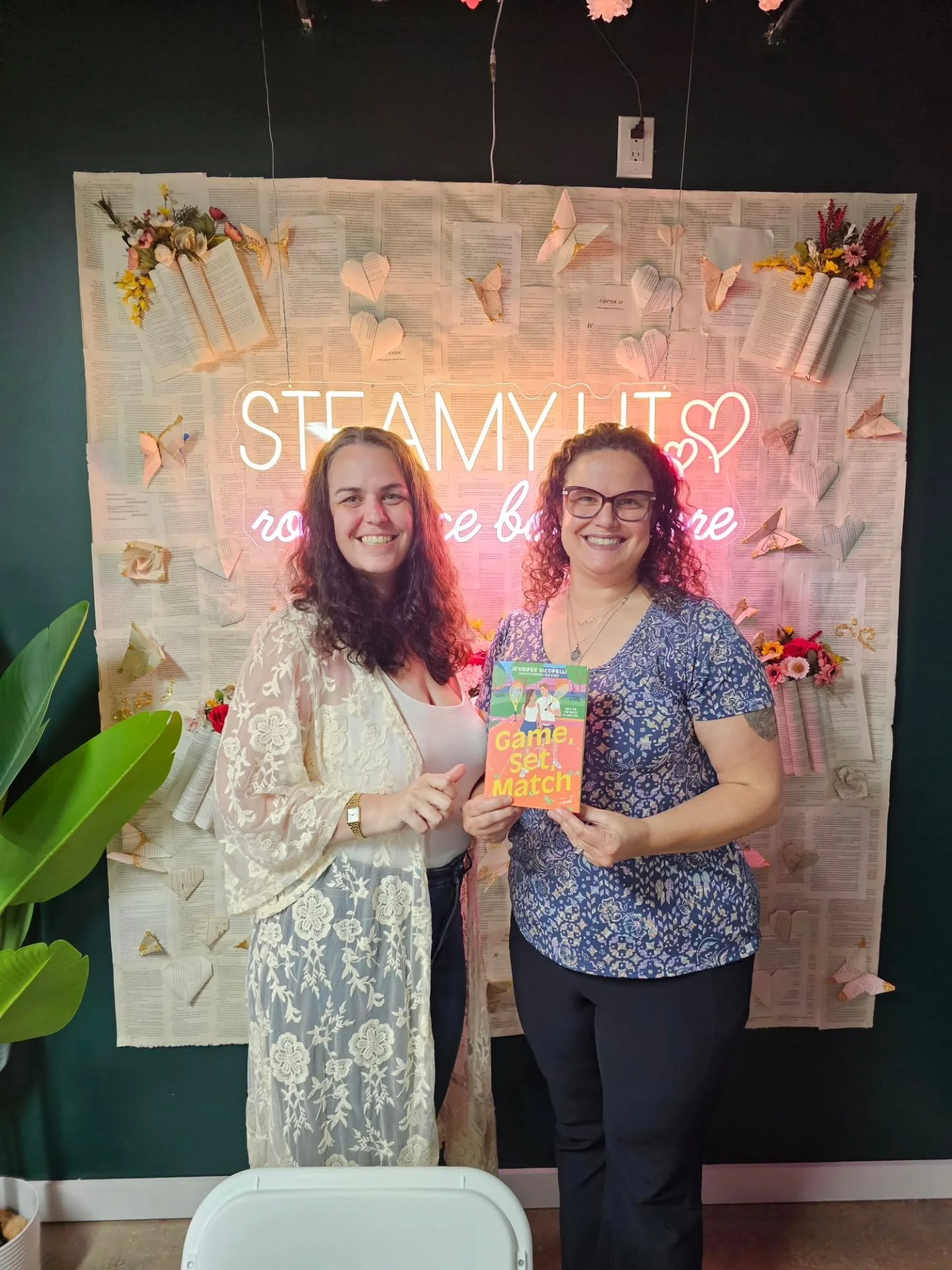 Tonight I had the honor of being in conversation with @jennifercarolyn to chat about her book Game, Set, Match. I had SO MUCH FUN - first sharing an early dinner &amp; then at the Steamy Lit Bookstore. Thank you Jennifer &amp; Steamy Lit for inviting