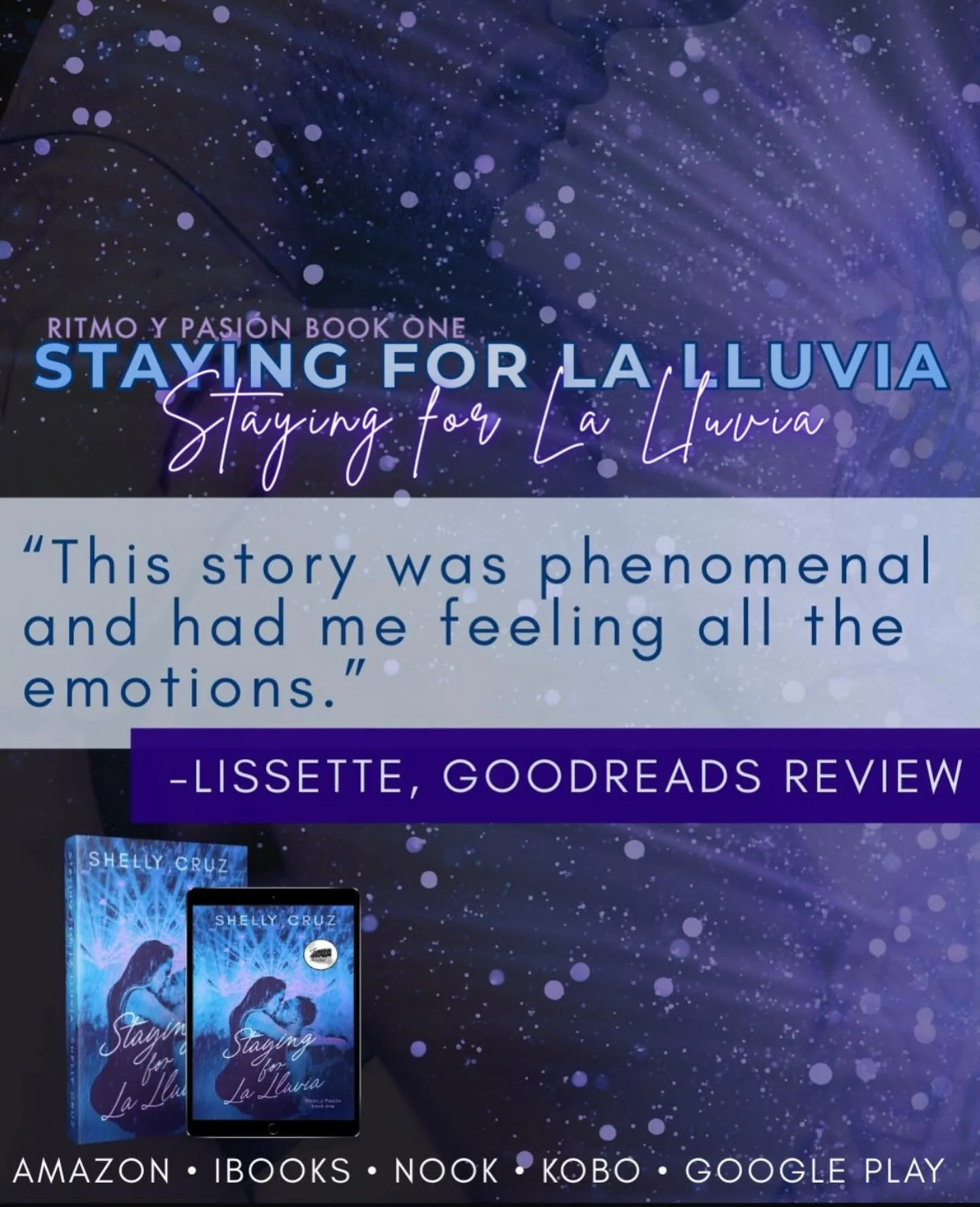 &ldquo;This story was phenomenal and had me feeling all the emotions.&rdquo; &mdash; Lissette, Goodreads Review

Reviews like this make my heart so full.  Staying for La Lluvia is a story about love, heartbreak, healing, and finding the courage to op