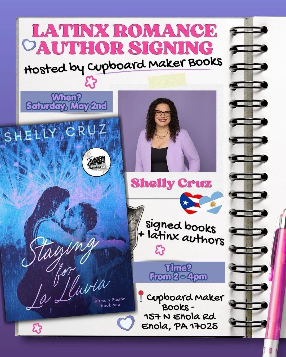 Did you hear? I&rsquo;m teaming up with seven incredible Latinx authors for a Latinx Book Signing. We are bringing our sabor Latino to @cupboardmakerbooks in Enola, PA on May 2. Grab your amigas and compadres and come join us! 🐈&zwj;⬛📚🐱

📅 May 2
