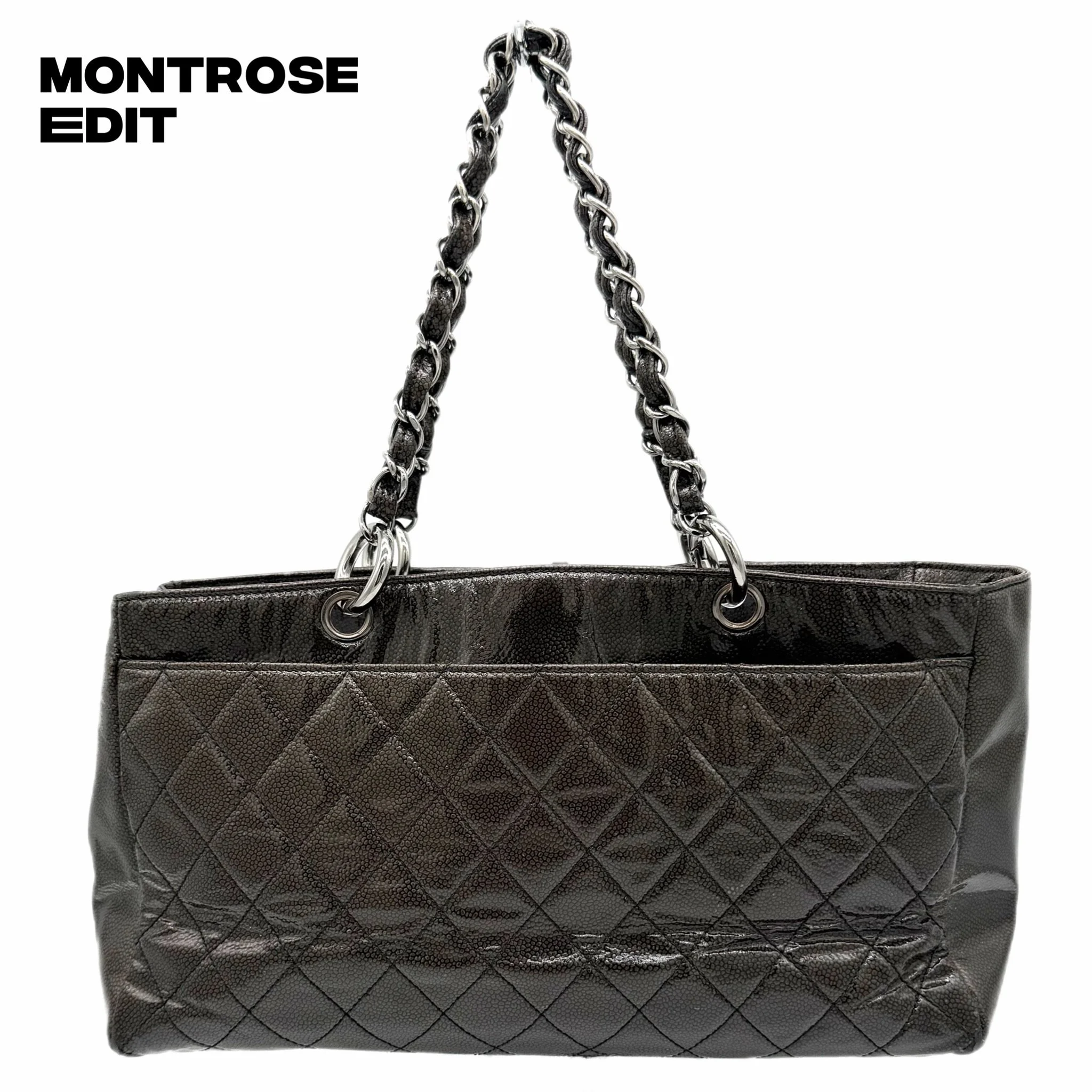 Chanel Quilted Patent Leather Chain Tote, image 4