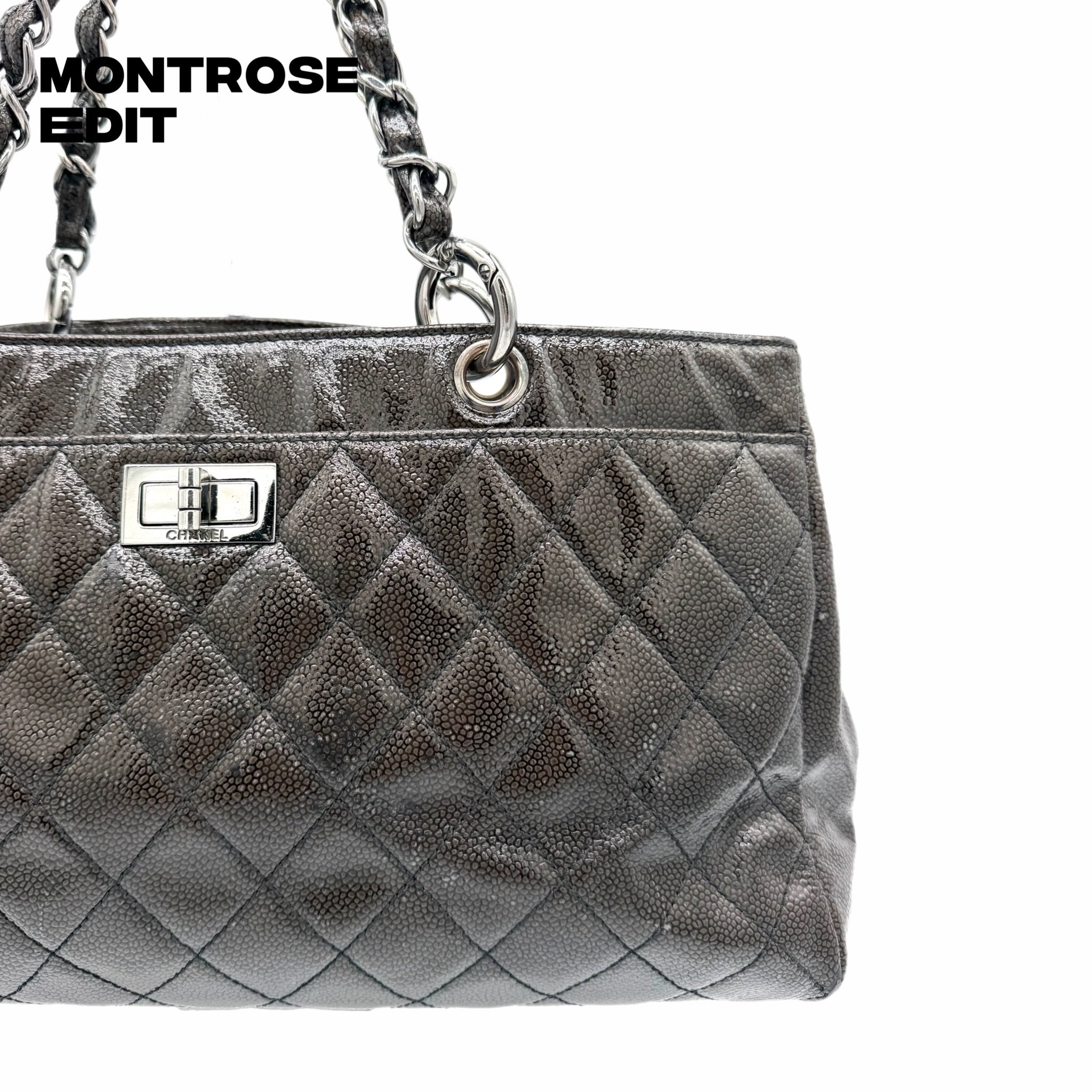Chanel Quilted Patent Leather Chain Tote, image 3
