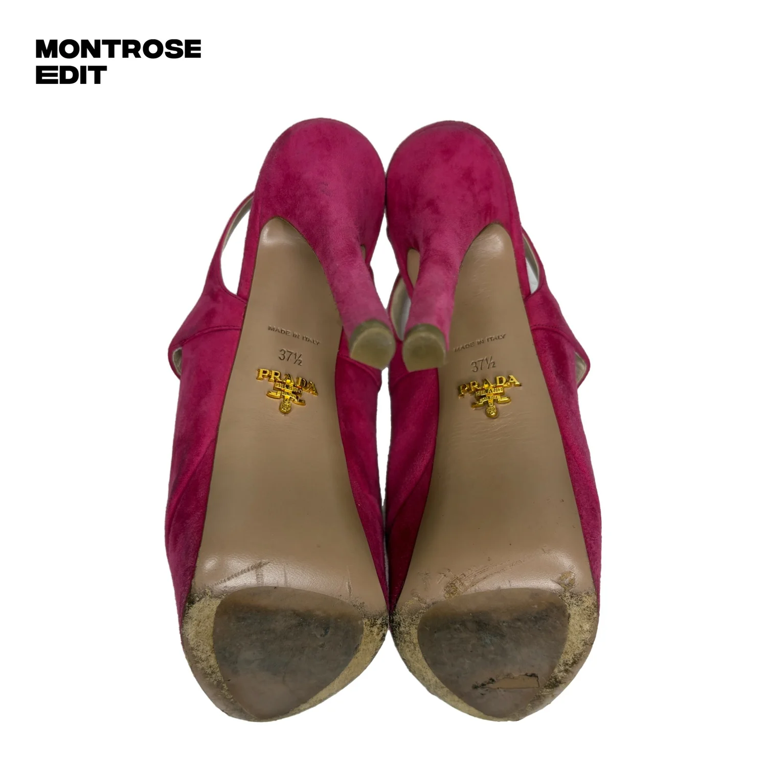 Prada Fuchsia Suede Platform Slingback Heels
