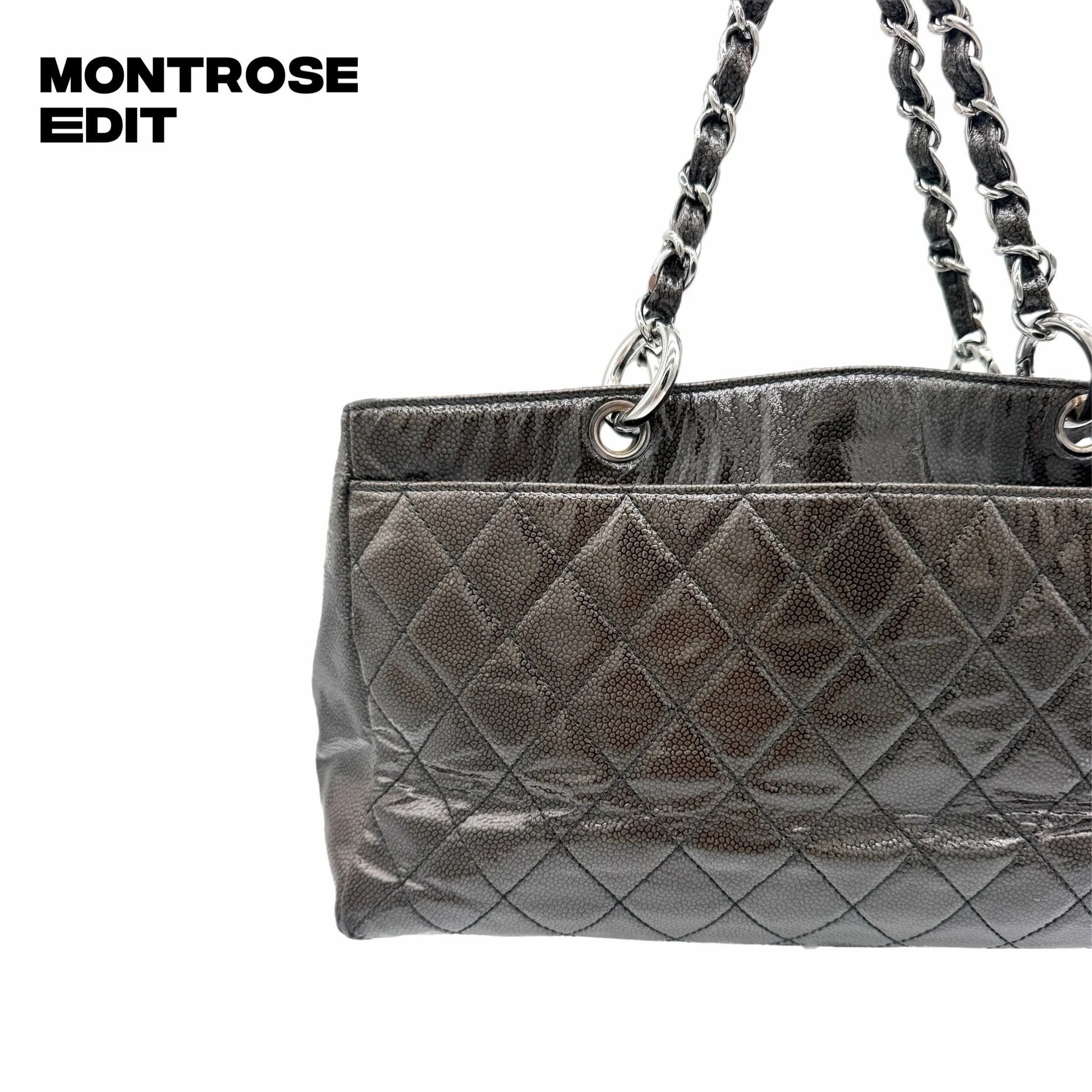 Chanel Quilted Patent Leather Chain Tote, image 6