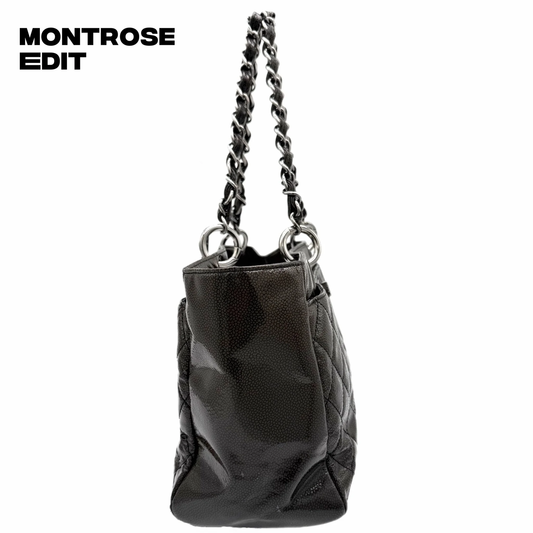 Chanel Quilted Patent Leather Chain Tote, image 8