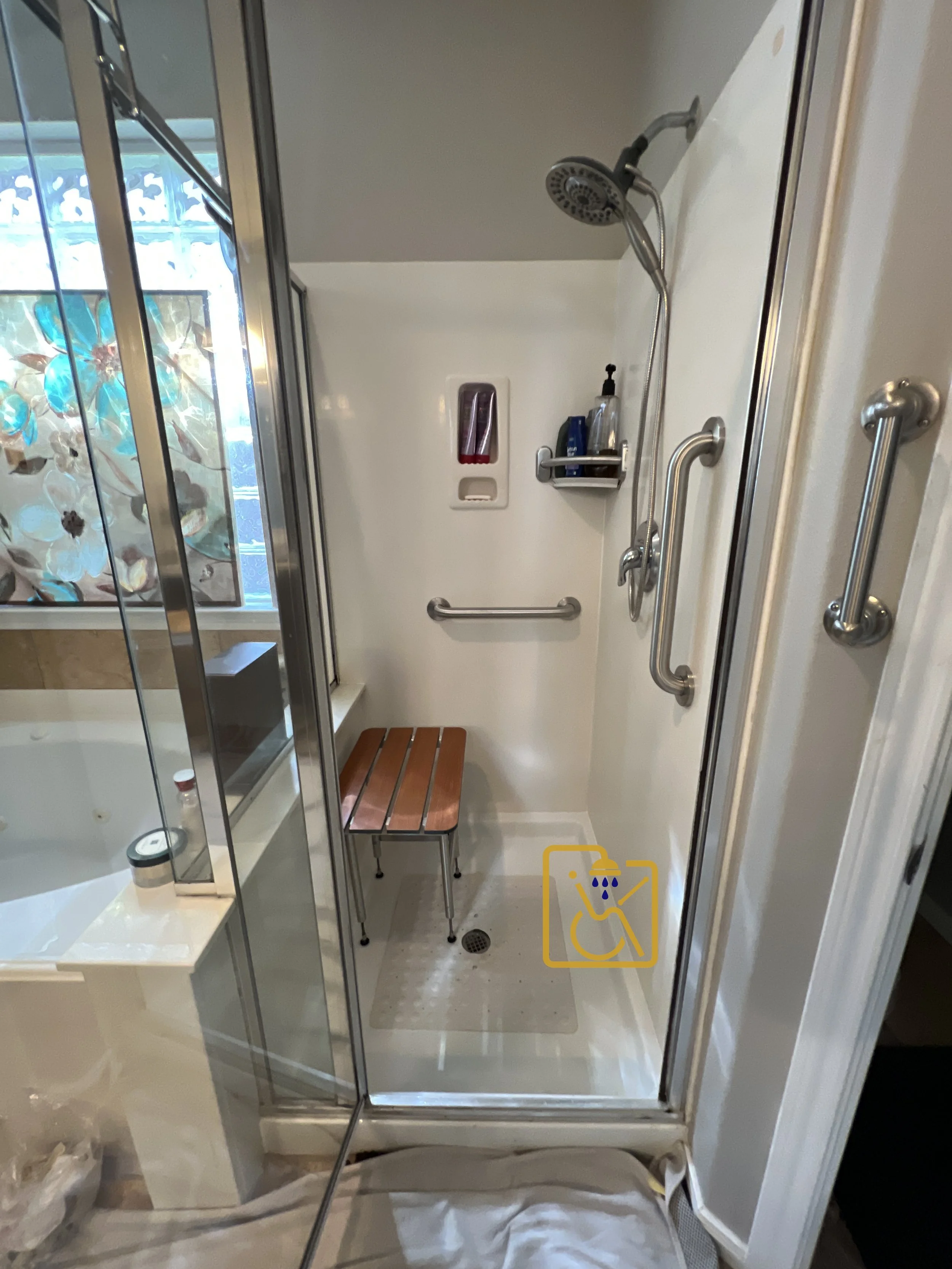 These shower benches are designed to fit in practically any size shower.