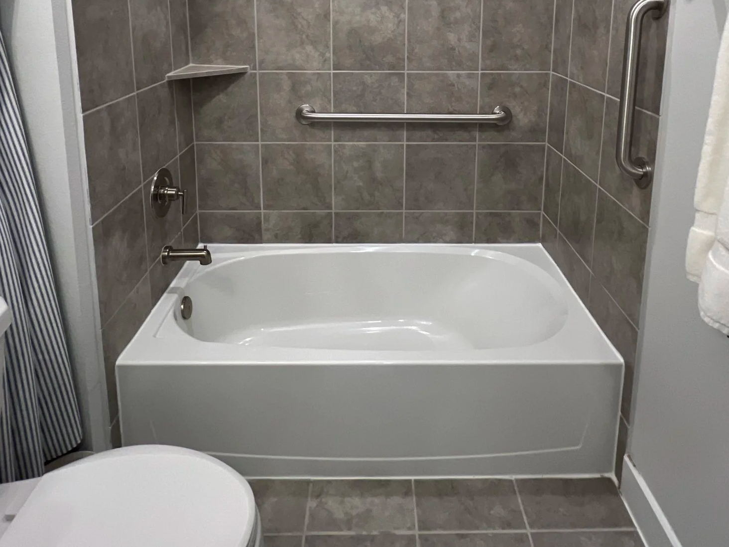 This bathtub has been treated to make it Anti-slip to prevent  falls.