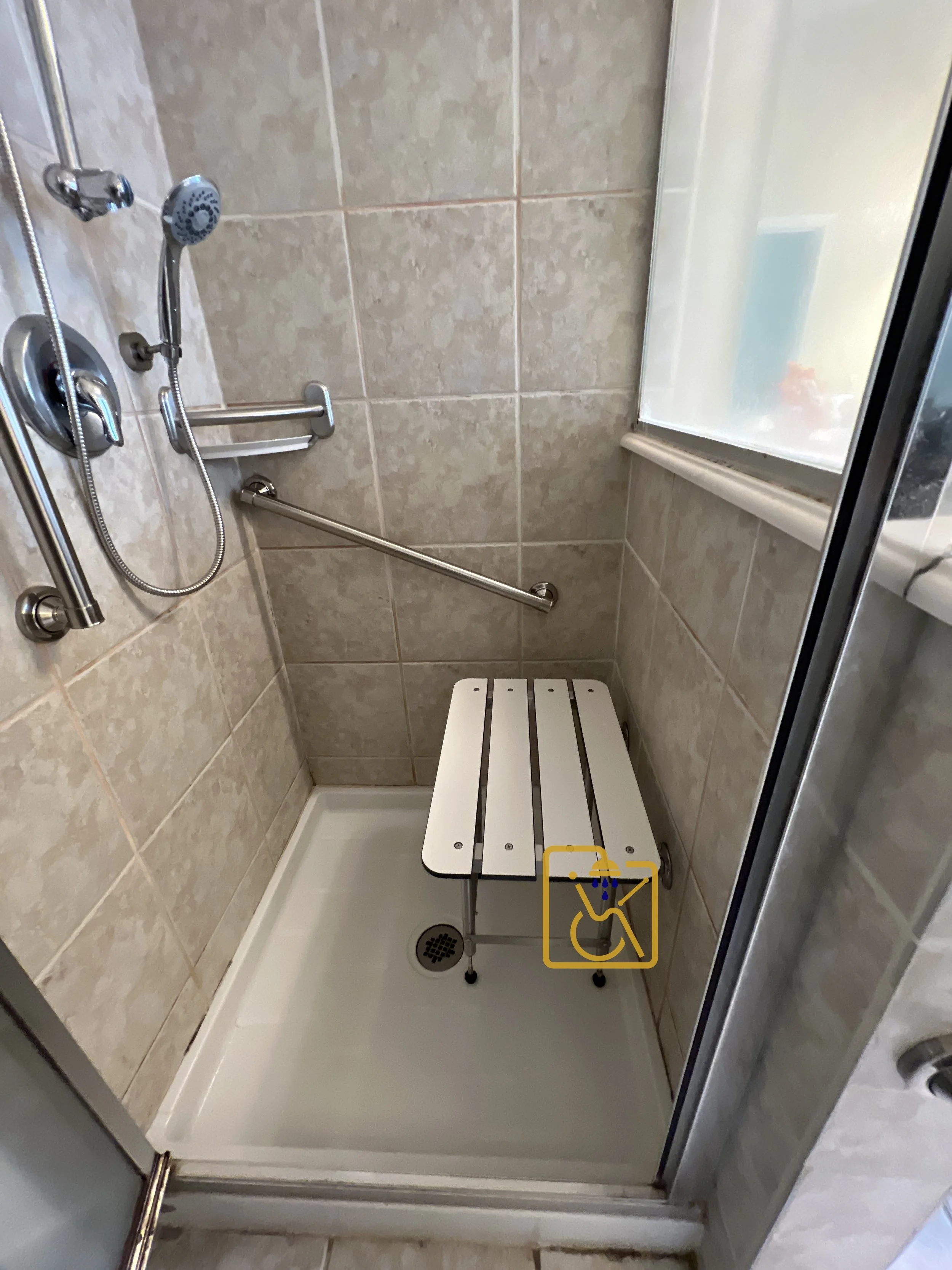 This shower bench give you a safe sitting area inside of your shower