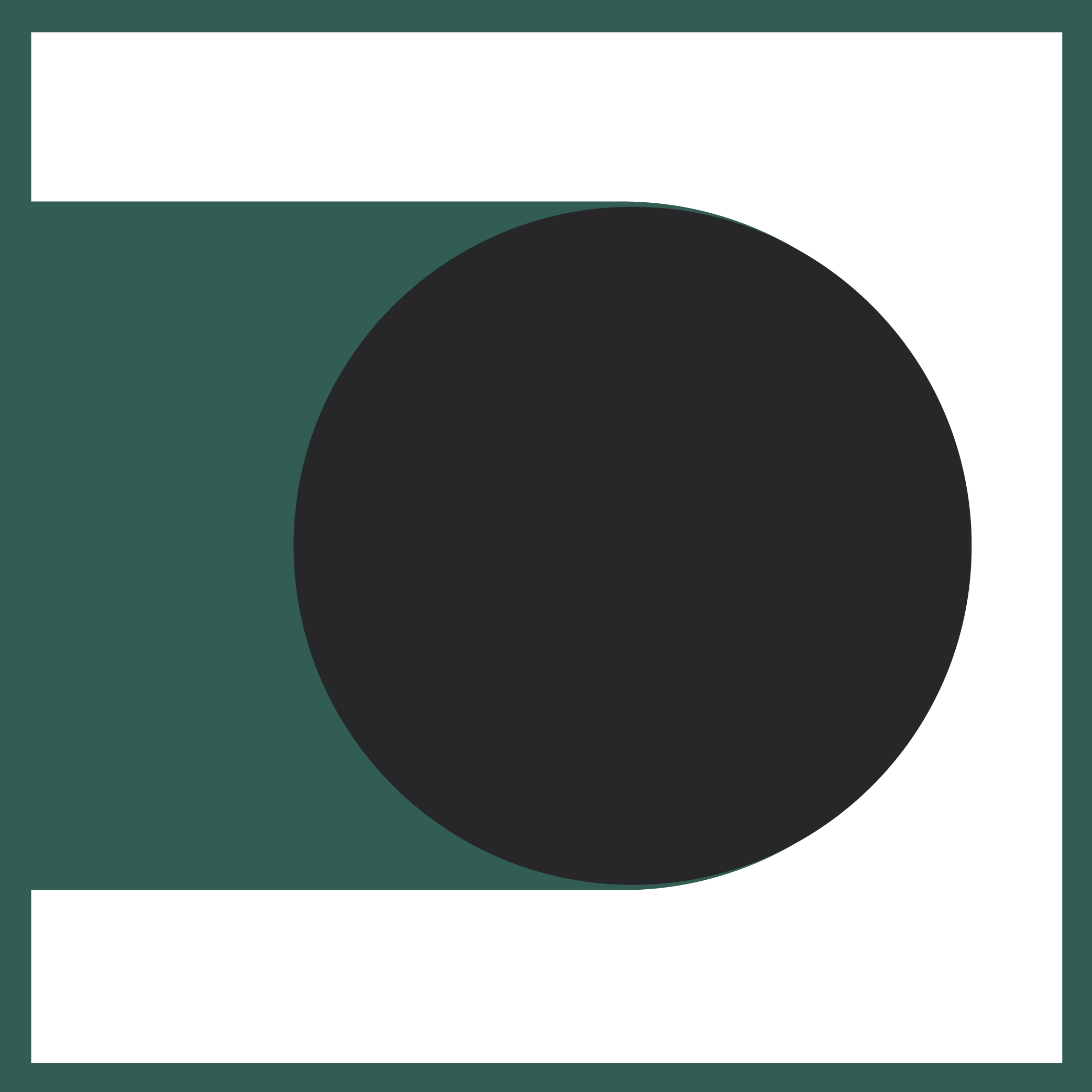 Geometric drawing of an outline square with sections divided by vertical, horizontal, and diagonal lines.