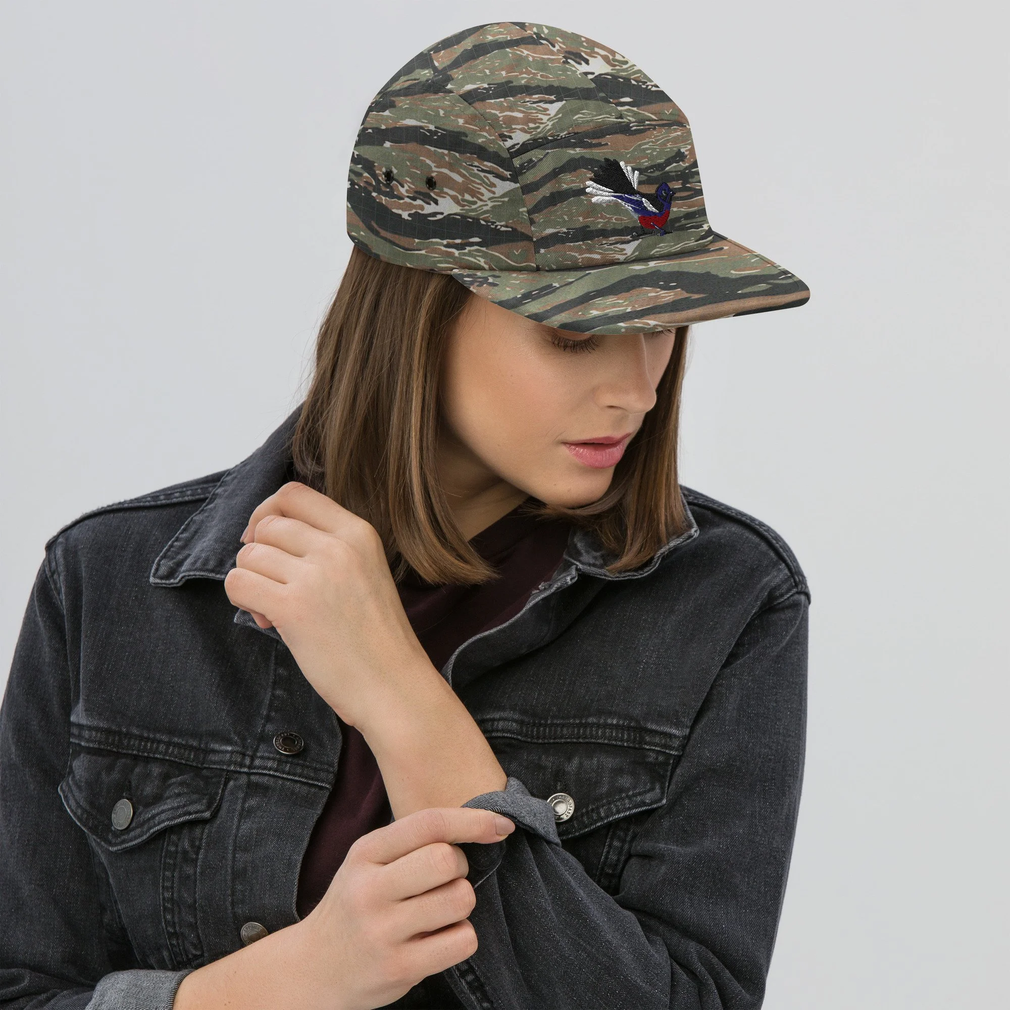 5-panel-cap-green-tiger-camo-front-691cfed7977ee.jpg