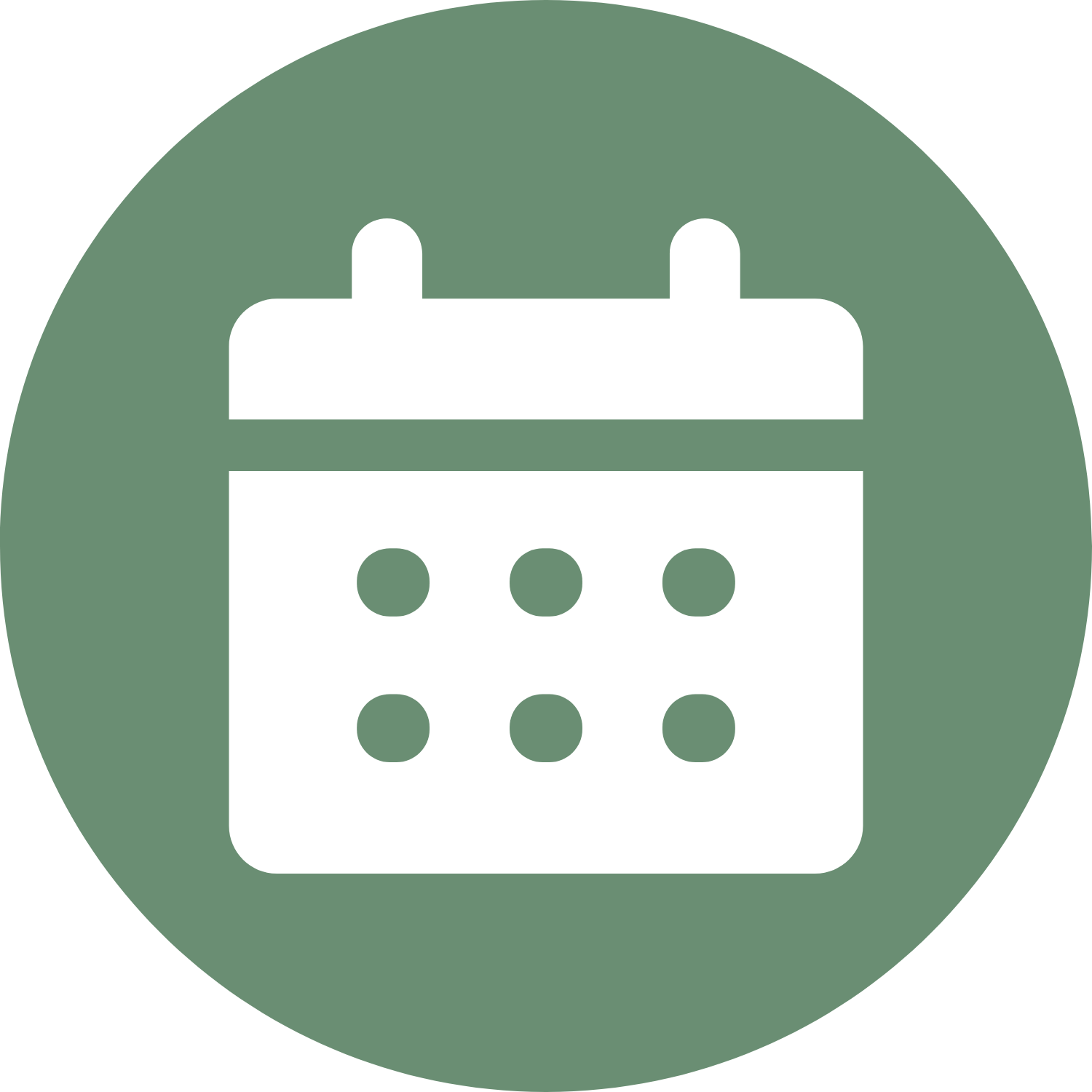 Icon of a calendar inside a green circle.