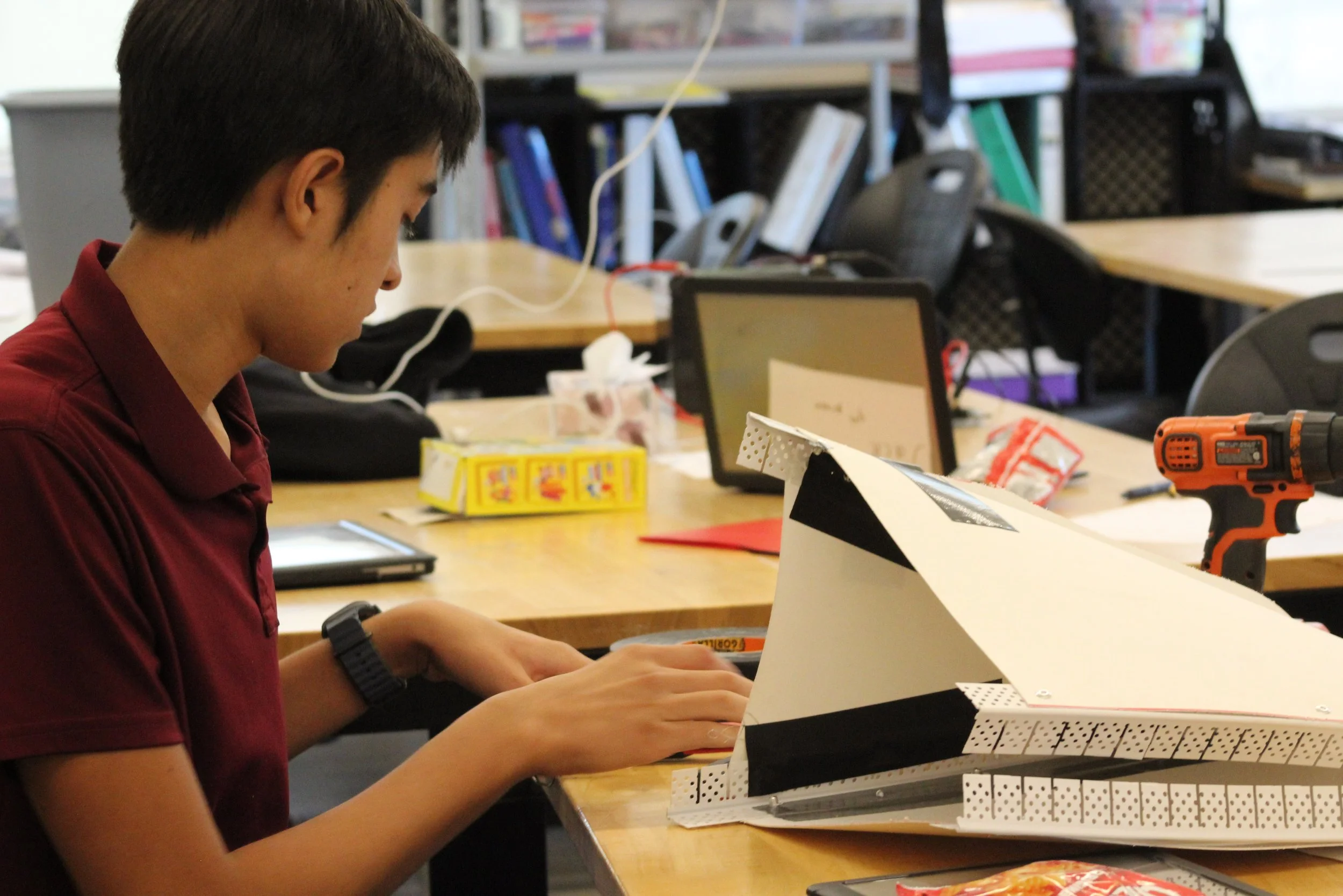 Tristan working on the nose cone for our coming race in November