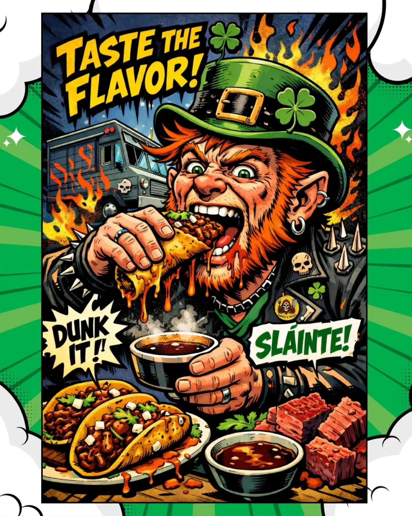 Birria &amp; Bones is crashing the Irish Fest party with flavor, attitude, and a one-day-only menu that fuses Irish comfort with bold Mexican fire.

🥣 Rich, dunkable birria
🥩 Tender corned beef
🥧 Picadillo Mexican Shepherd&rsquo;s Pie
Tradition&he