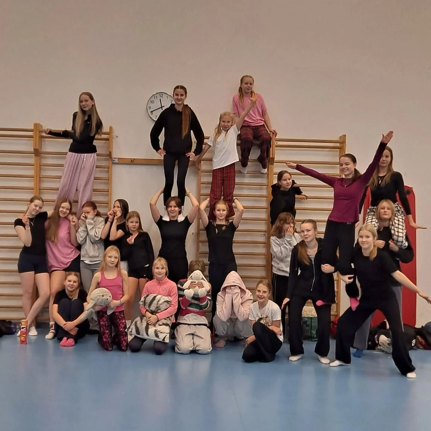 Terkut sirkuksen y&ouml;st&auml;! 

Eilen treenattiin pyramideja ja vipulautaa. My&ouml;h&auml;isillalla oli viel&auml; vapaatreenit. T&auml;n&auml;&auml;n pidettiin aamuvenyttelyt ja vapaata treenailua. 24 harrastajaa sek&auml; ohjaajat @mirja_tuomi