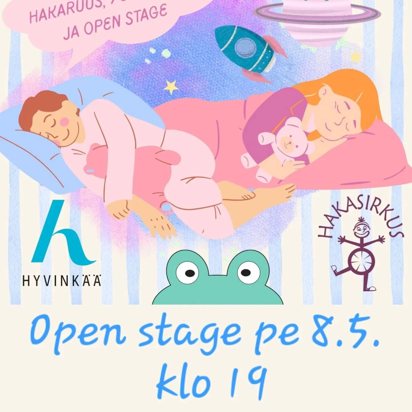 Open Stagen esiintyjien esittely jatkuu. Tervetuloa viihtym&auml;&auml;n Open stagelle perjantaina 8.5. klo 19. Lippuja voi ostaa lippuagentista tai ovelta. 

Einin ja Emilian&nbsp; pariakrobatiaduo kertoo sisaruudesta: siit&auml;, miten kaaoksenkin 