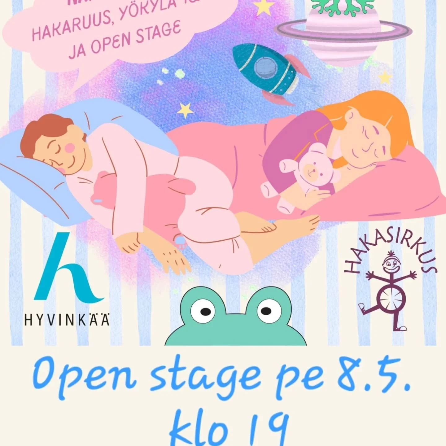 Open Stagen esiintyjien esittely jatkuu. Tervetuloa viihtym&auml;&auml;n Open stagelle perjantaina 8.5. klo 19. Lippuja voi ostaa lippuagentista tai ovelta. (Muut Hakafestarin&auml;yt&ouml;kset on loppuunmyyty). 

Aikuissirkus, seniorisirkukseksikin 