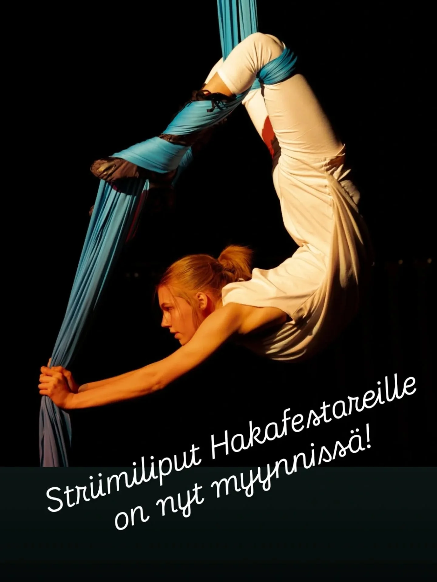 Voit katsella Hakafestariesityksi&auml; my&ouml;s kotisohvalta!

Osta striimilippu nettisivuiltamme. (L&ouml;ytyy "Harrastajalle"-valikosta).

P&auml;&auml;set seuraamaan esityst&auml; reaaliajassa. Lipun ostaneille tulee n. viikon kuluttua