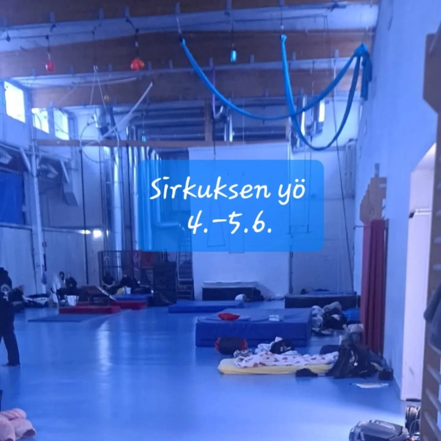 Sirkuksen y&ouml; -tapahtuma 4.-5.6.

&rdquo;Sirkuksen y&ouml;&rdquo; -tapahtumassa treenataan ja hengataan yhdess&auml; sirkuskavereiden kanssa. Sirkuksen y&ouml; vietet&auml;&auml;n 4.-5.6. Takomolla ja se on suunnattu 11-16-vuotiaille Hakasirkusha