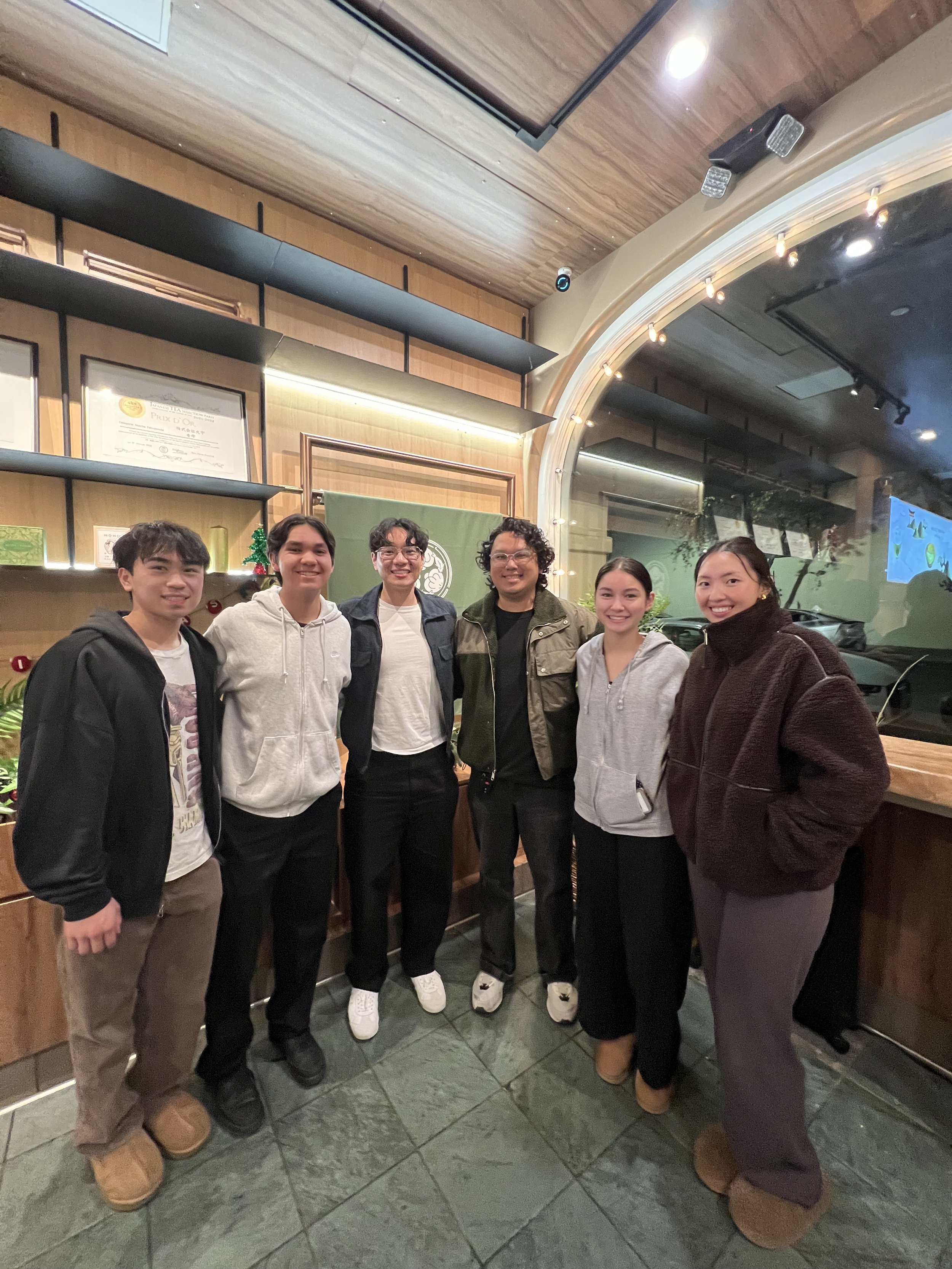 AASPIRES Scholars (Stanford) Alex, Anjou, Cash, and Maicy with AASPIRES' Executive Director Vince and President Soly in Palo Alto.