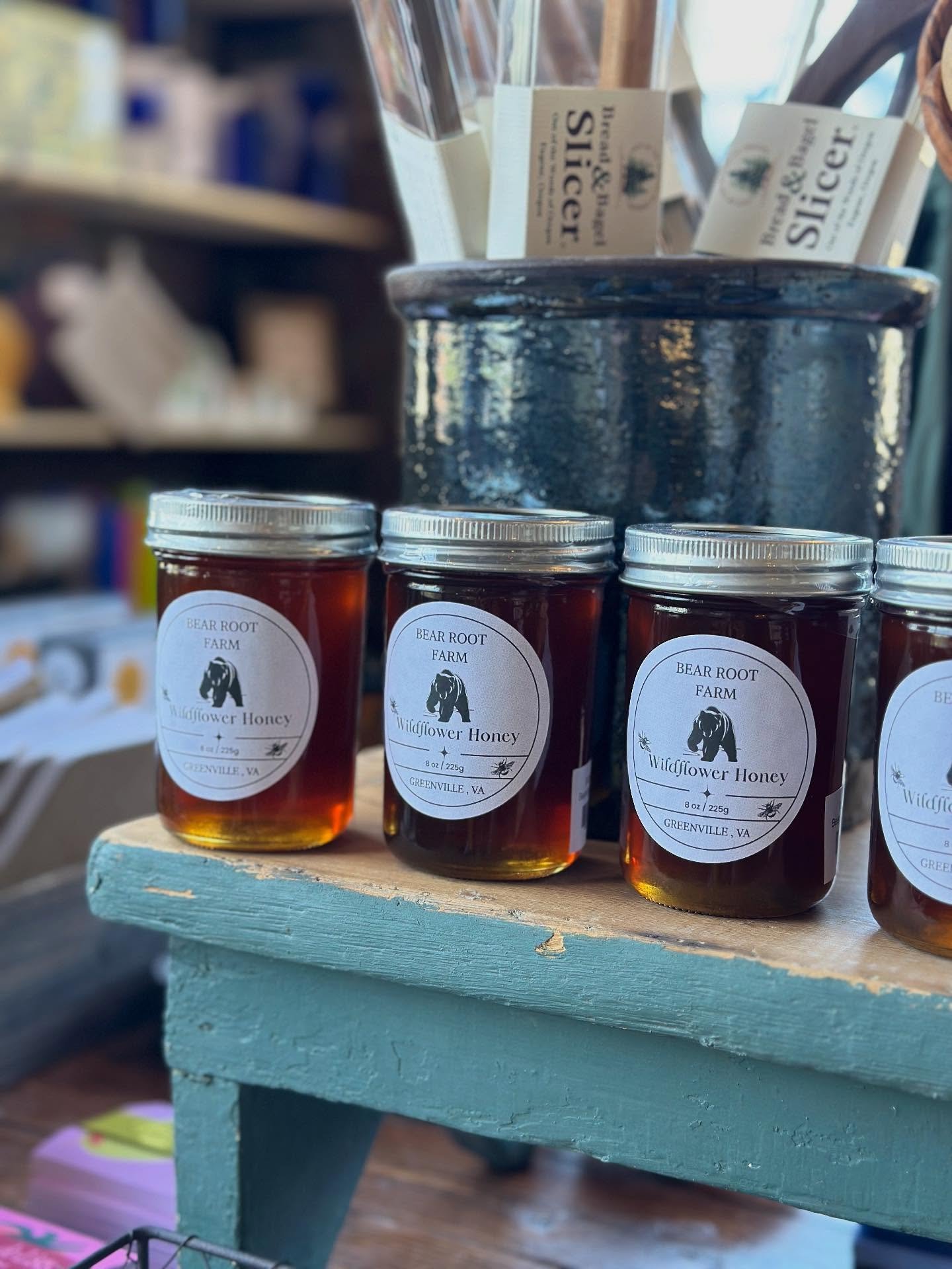 Bear Root Honey! Available now @happcoffee ! 

Add some sweet goodness to your day! 

#familyfarm #rawhoney #summervibes☀️ #flower #bees