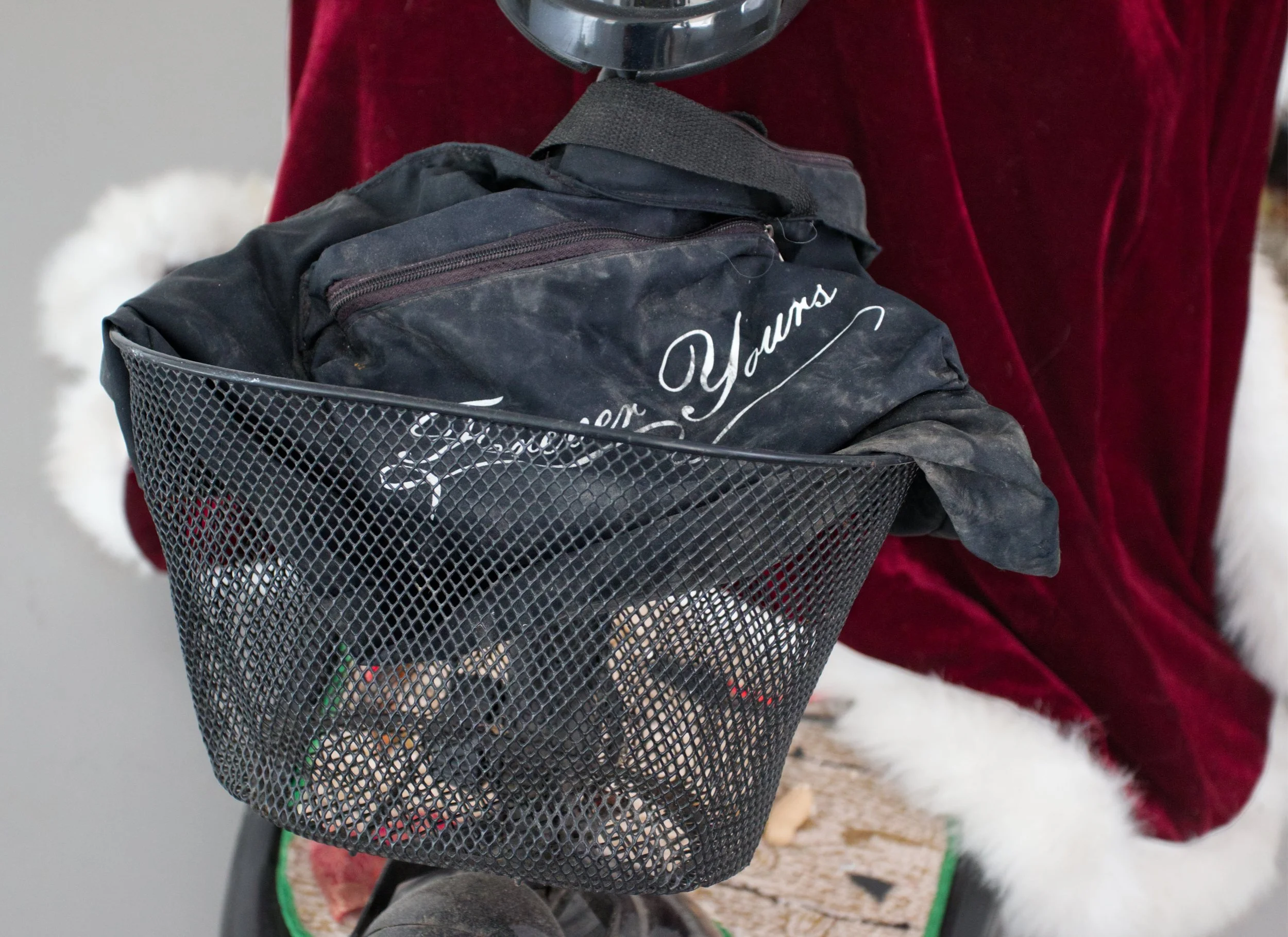 Work Life, robot made from found materials and grinding machine, with hand embroidered mat, 220*150*120 cm, 2025