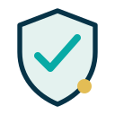 A shield icon with a checkmark, indicating security or protection.