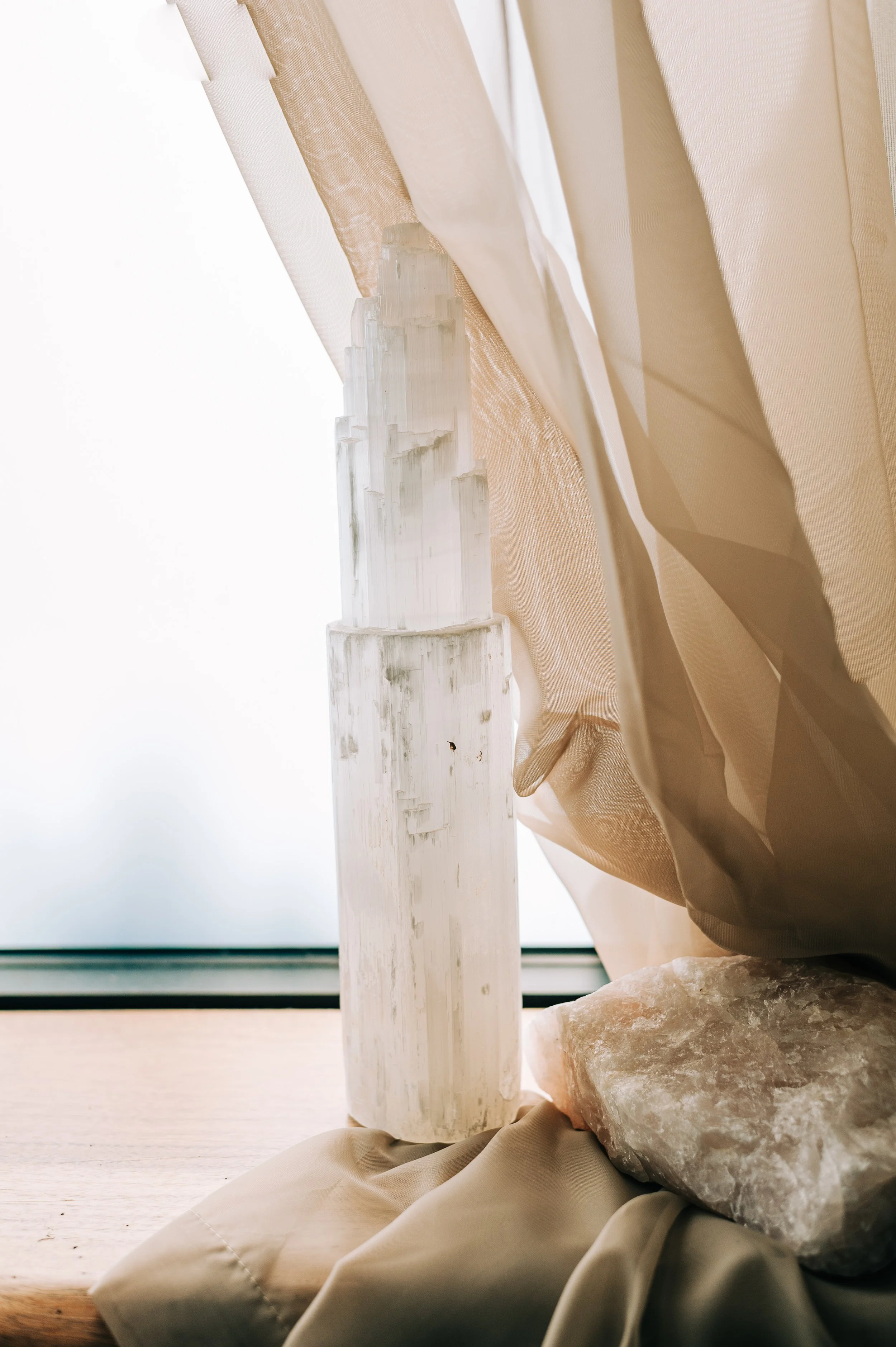 Selenite crystal used in cosmetic acupuncture and energy healing in Portland Oregon