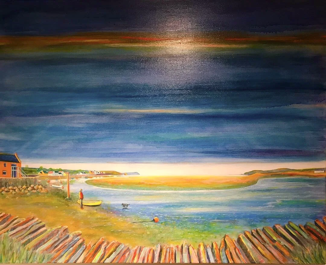 Low tide at Parrog, Newport, Pembrokeshire (2018)
Oil on Linen, 120 x 100 cm 
(Commission)