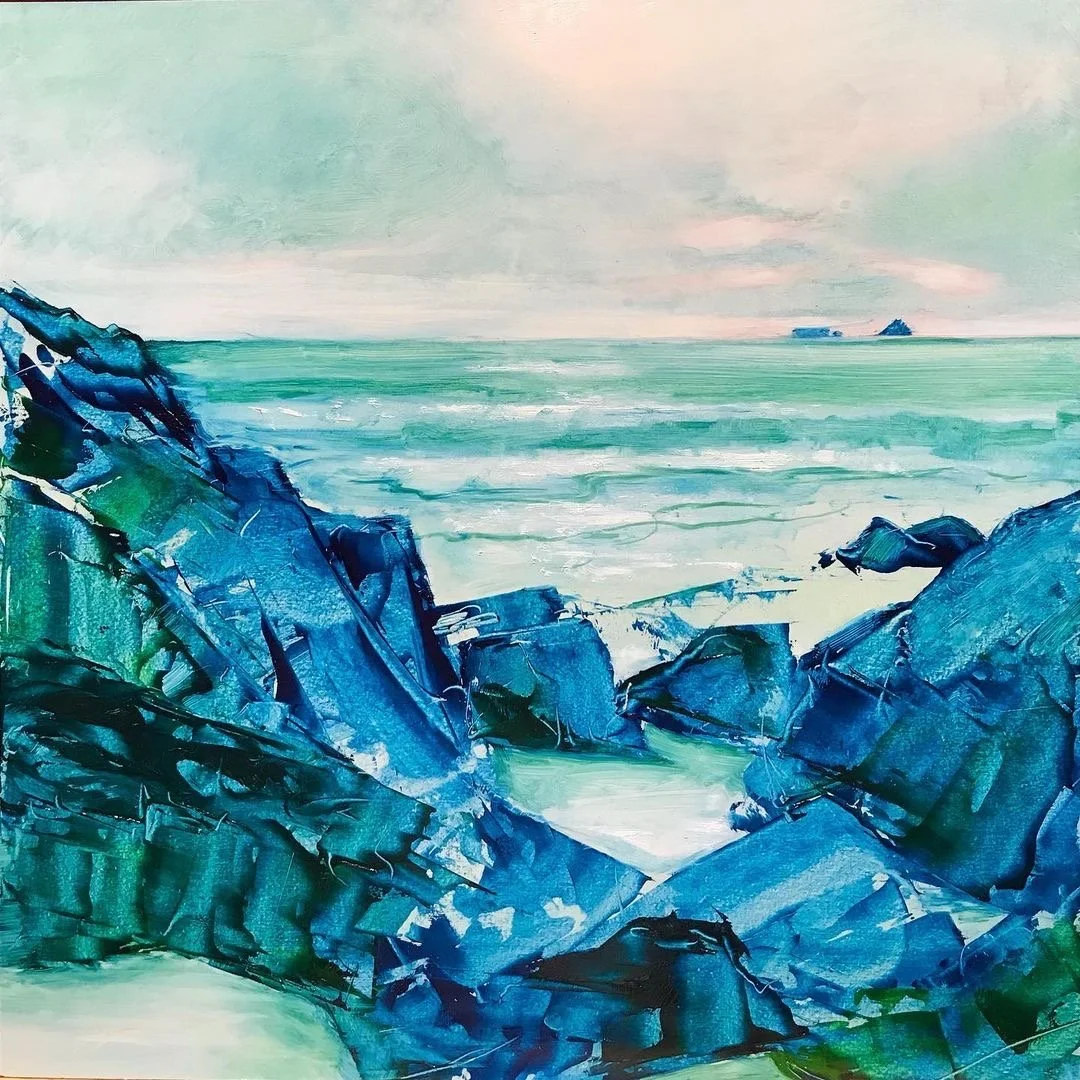 Rising Tide, Booby's Bay, Cornwall, Oil on Panel, 20 x 20 cm (Studio Sale)