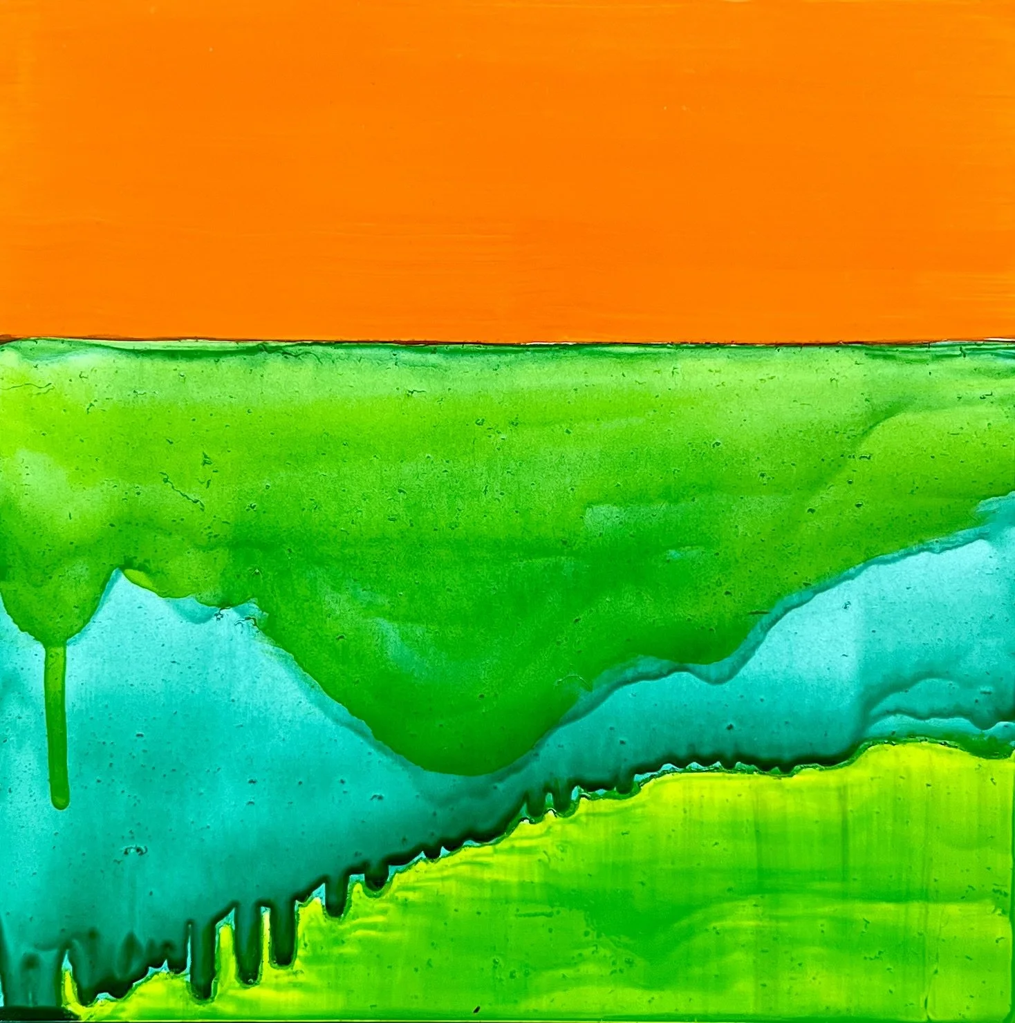 Orange and Green abstract oil painting