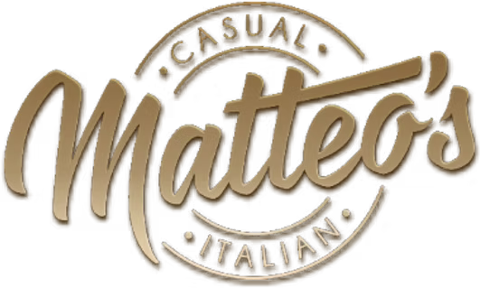 Logo for Matteo's Casual Italian restaurant, featuring stylized text with a circular layout.