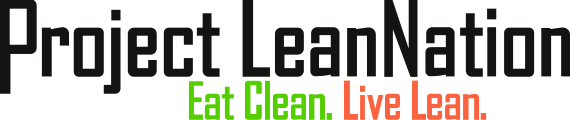Text graphic with 'Project LeanNation' and the words 'Eat Clean.' in green and 'Live Lean.' in red.