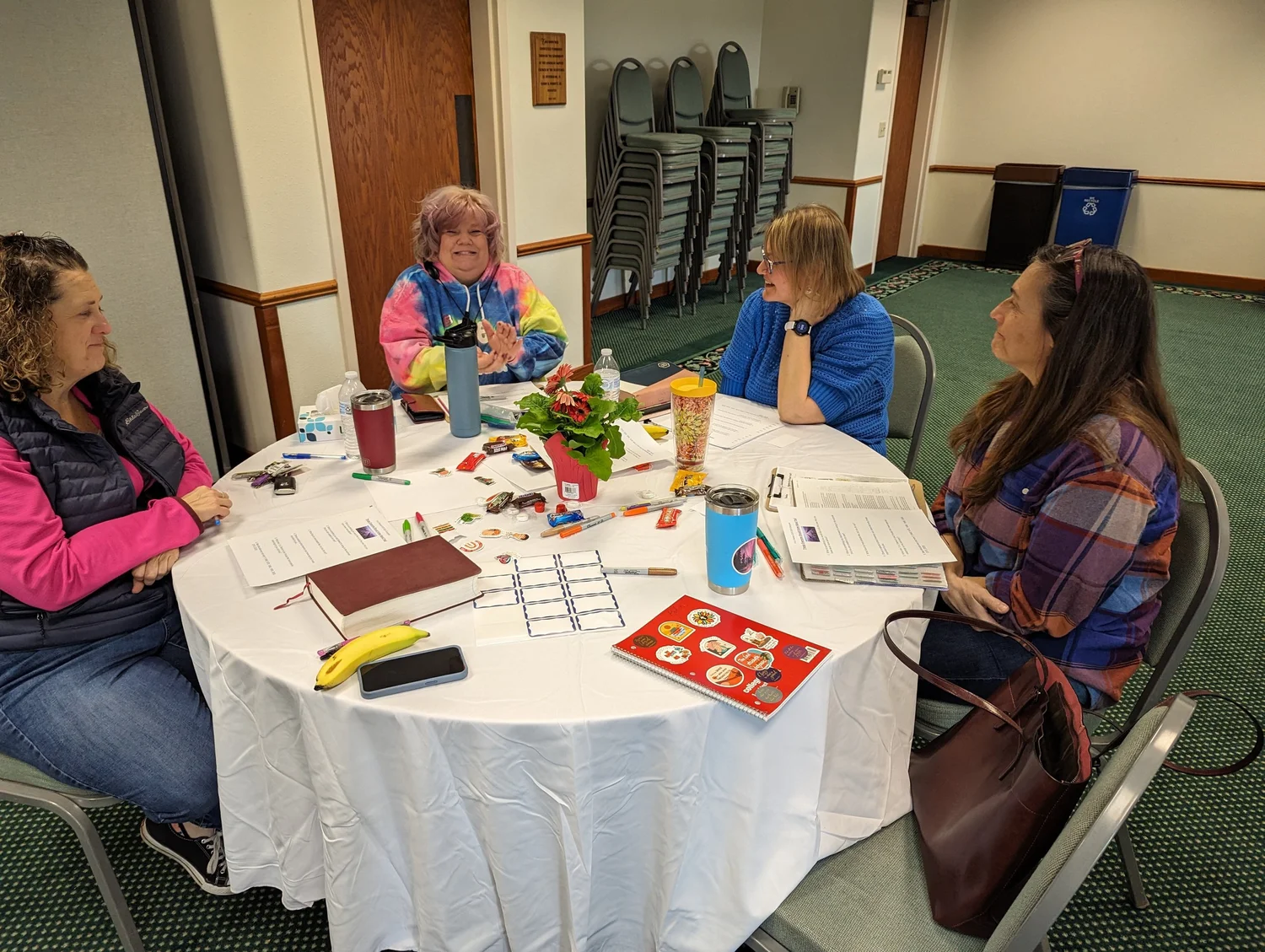 Participants working through an exercise together