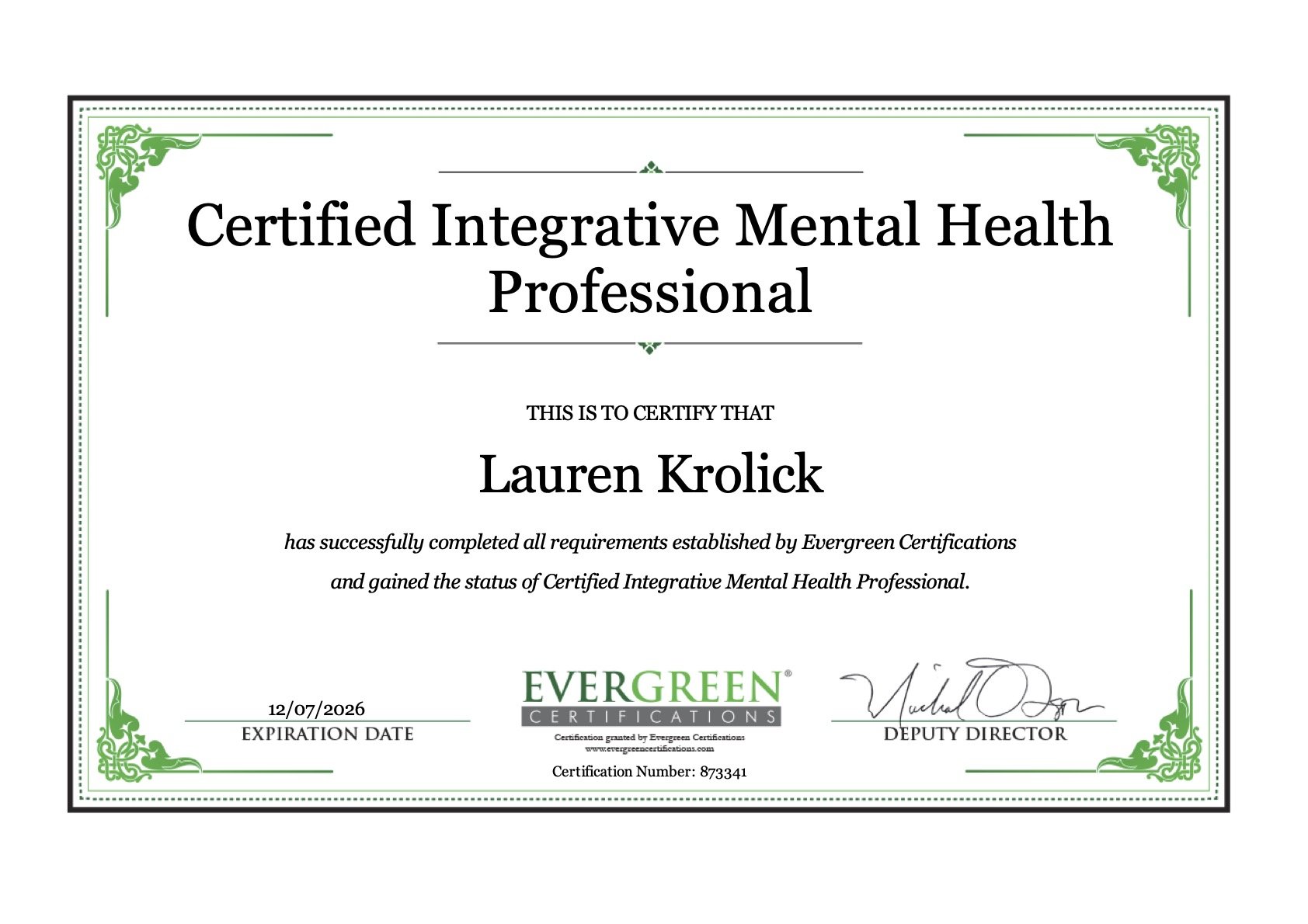 Mental Health Professional certificate