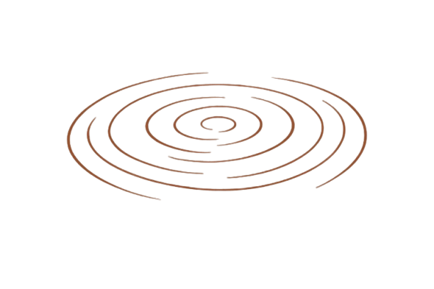 Water drop illustration with concentric rings in brown.