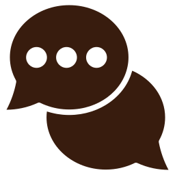 A brown speech bubble with three black dots inside.