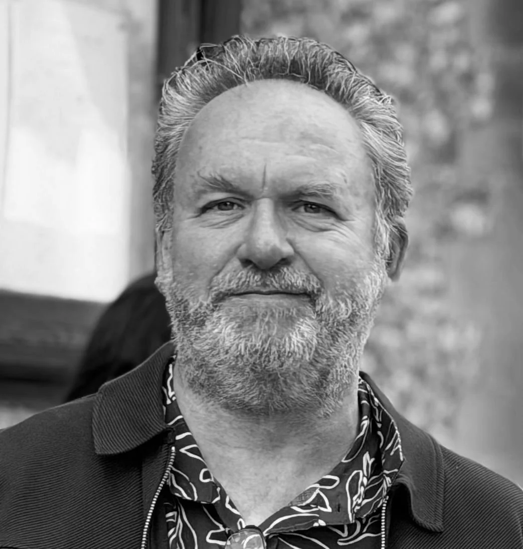 Dark background with a green geometric logo at the top. Text below reads: "MARTIN CANTWELL" in yellow, and "SOUND EDITOR / DESIGNER / FX RECORDIST" in gray.
