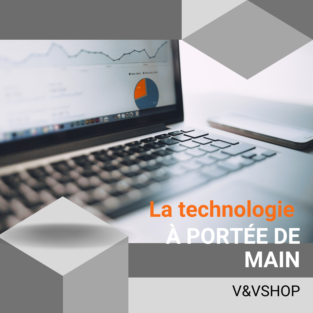 Un ordinateur portable affichant le logiciel office 2024 avec ma marque . Texte en français : 'Logiciel 2025 à prix imbattables V&VSHOP'.