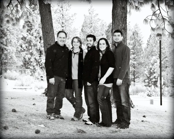 With his family