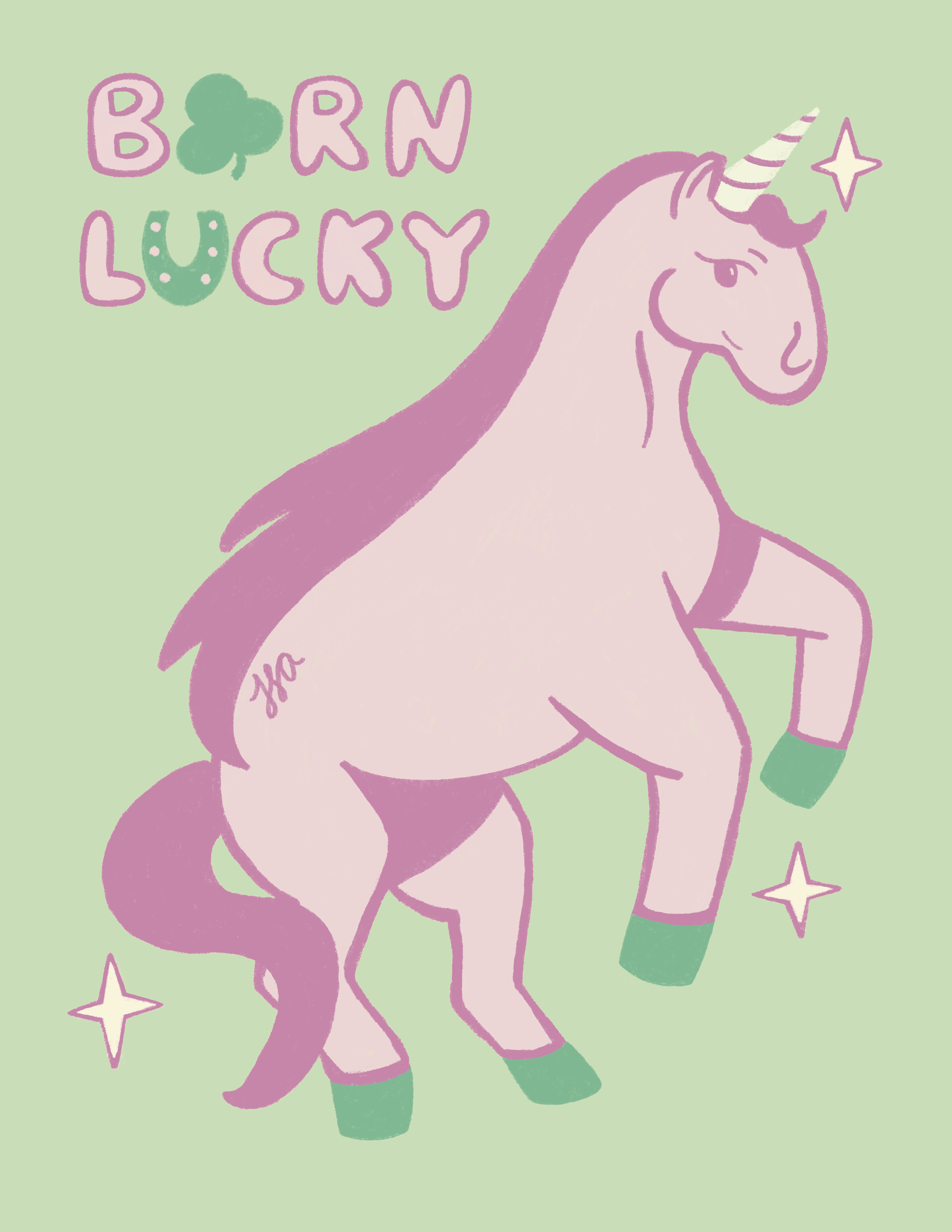 Born Lucky Unicorn Greeting Card
