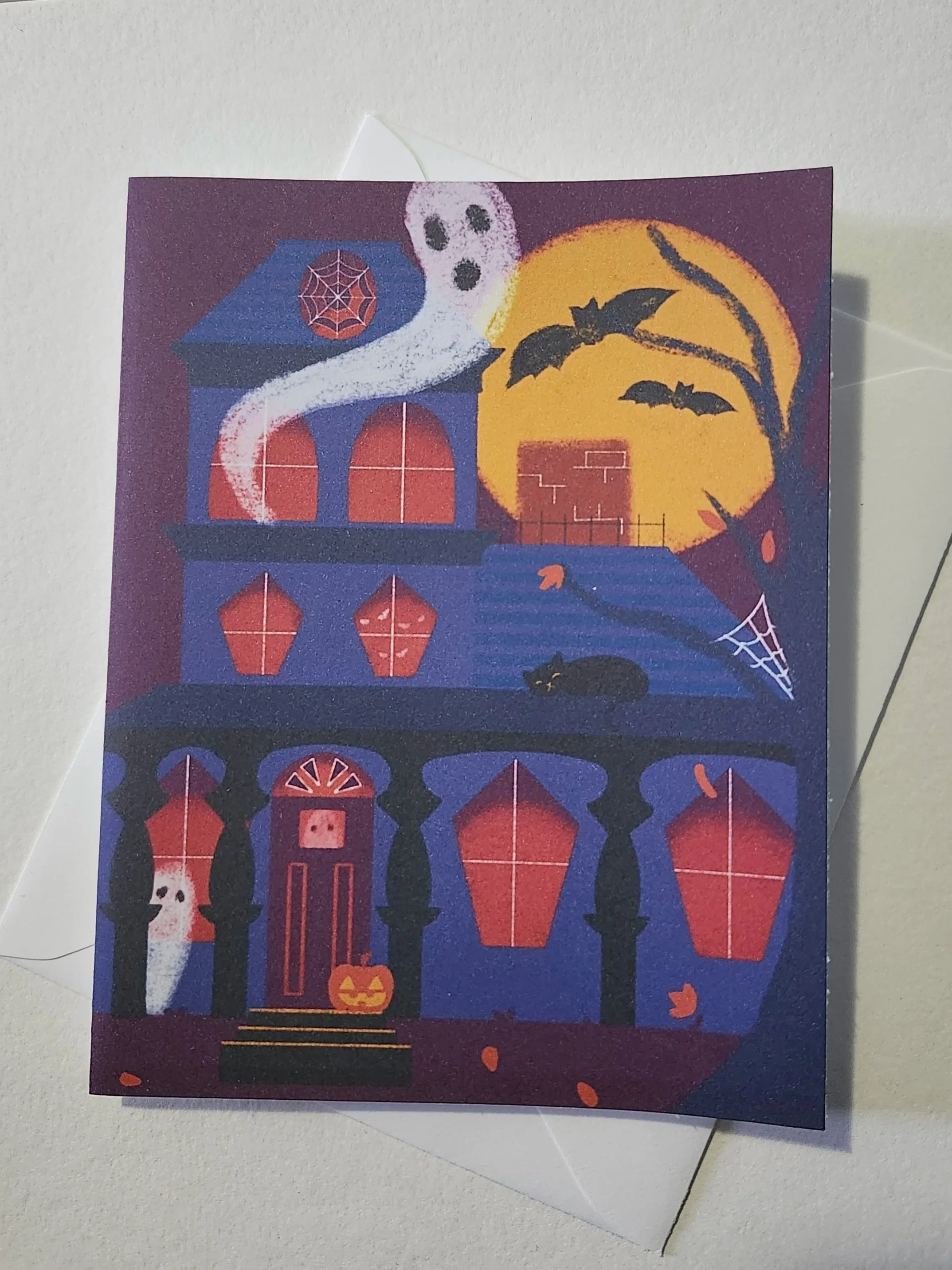 Vintage Haunted House Greeting Card