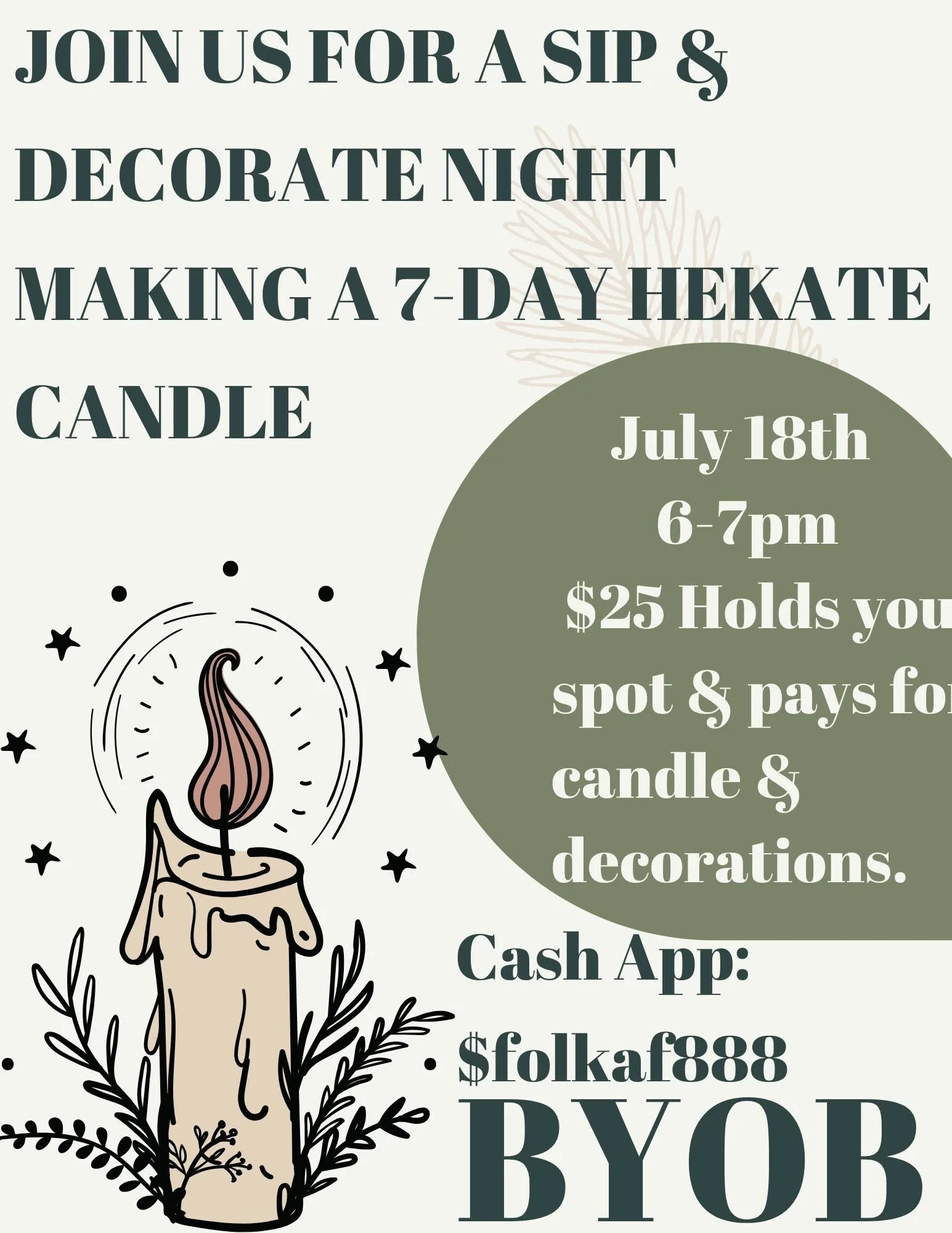 SIP &amp; Decorate Hekate Candle Class