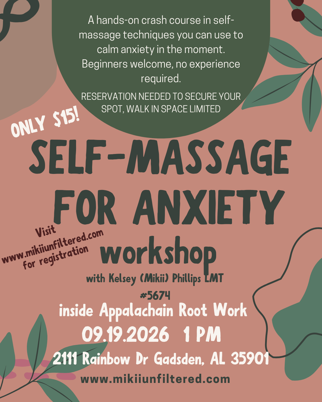 Self-Massage for Anxiety workshop w/ Mikii