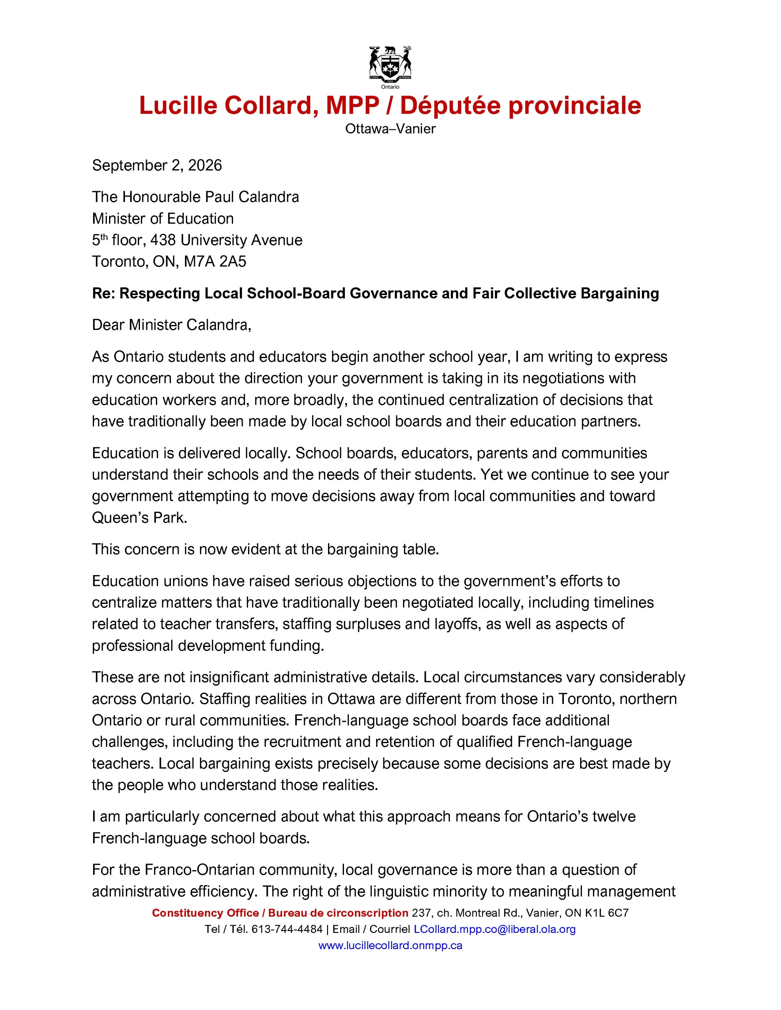 Respecting Local School-Board Governance and Fair Collective Bargaining