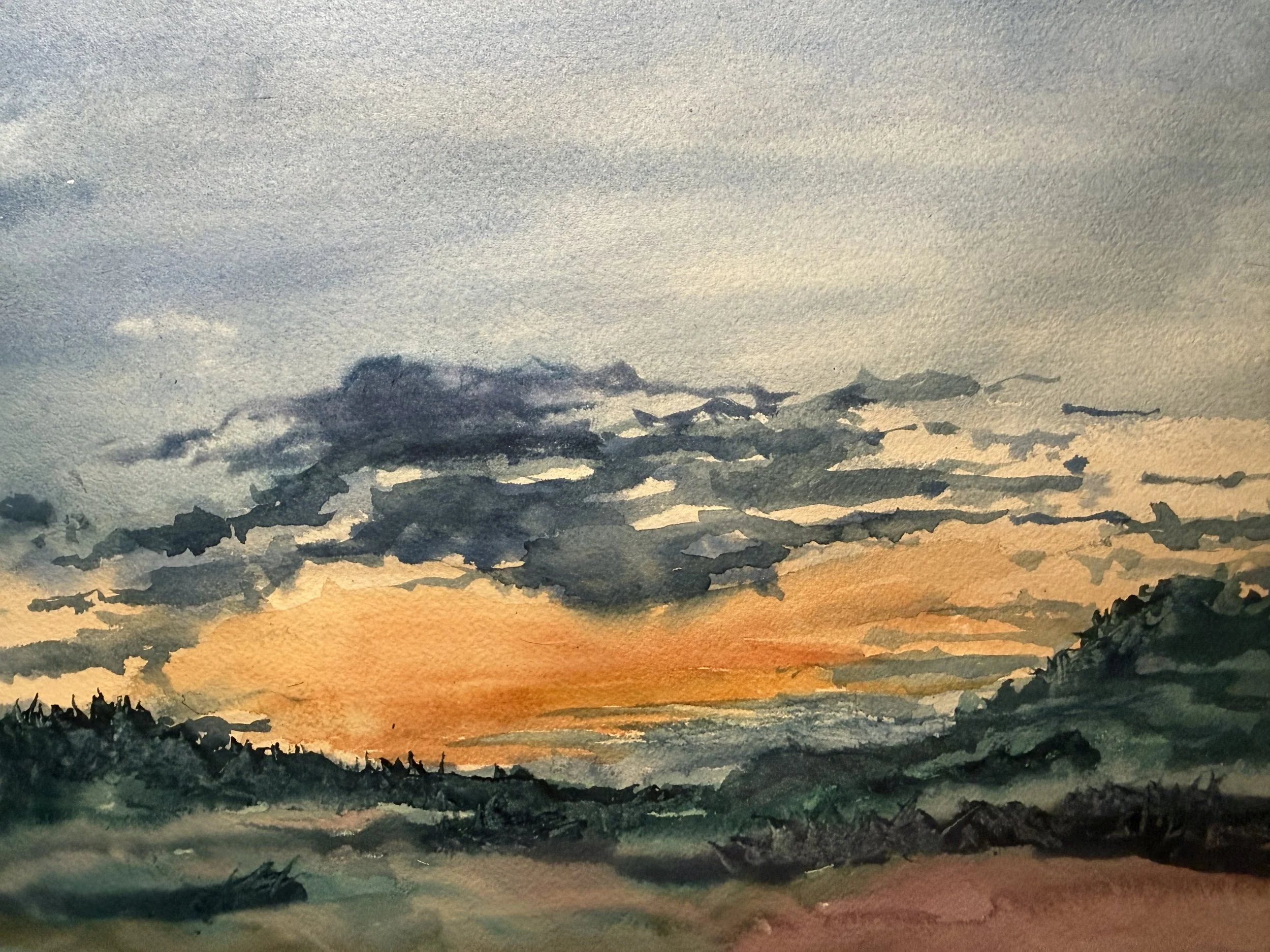 dynamic sunset Beverly Miller water color