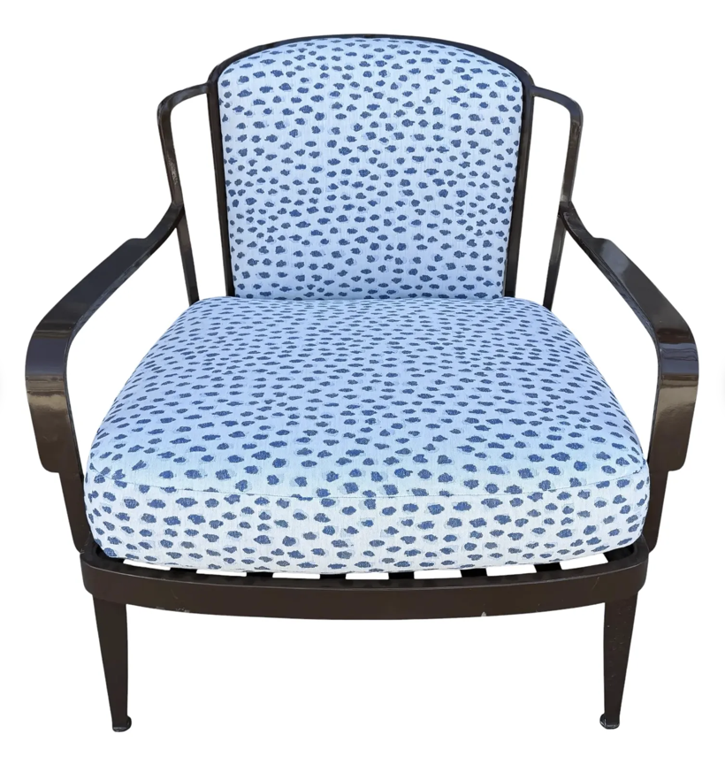 McGuire Furniture Co Indoor Outdoor Club Chair in Blue Cheetah Perennial Fabric 1 of 2